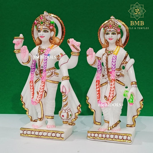 Marble Lakshmi Narayan Murti made in Natural Makrana Marble in 9inch