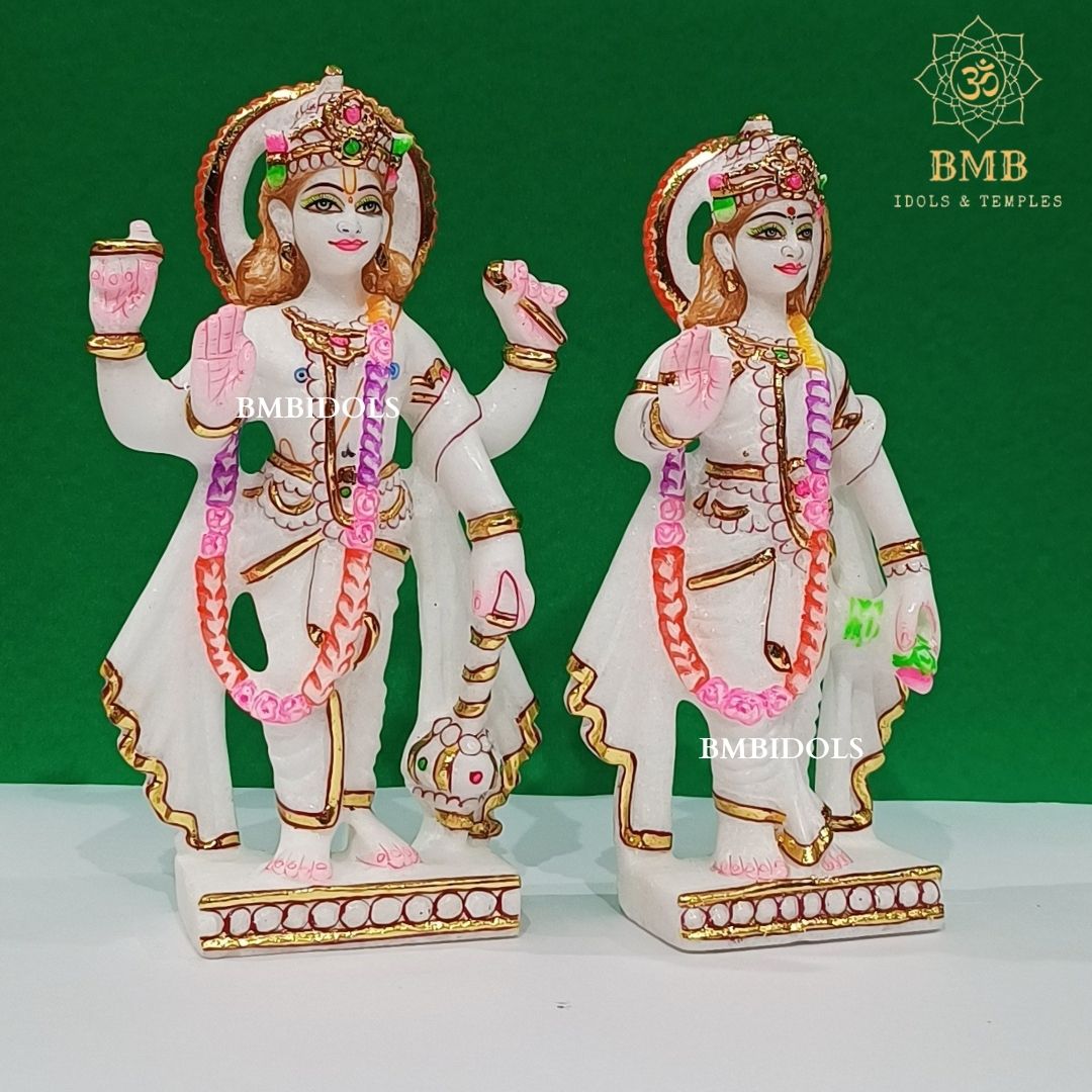 Marble Lakshmi Narayan Murti made in Natural Makrana Marble in 9inch