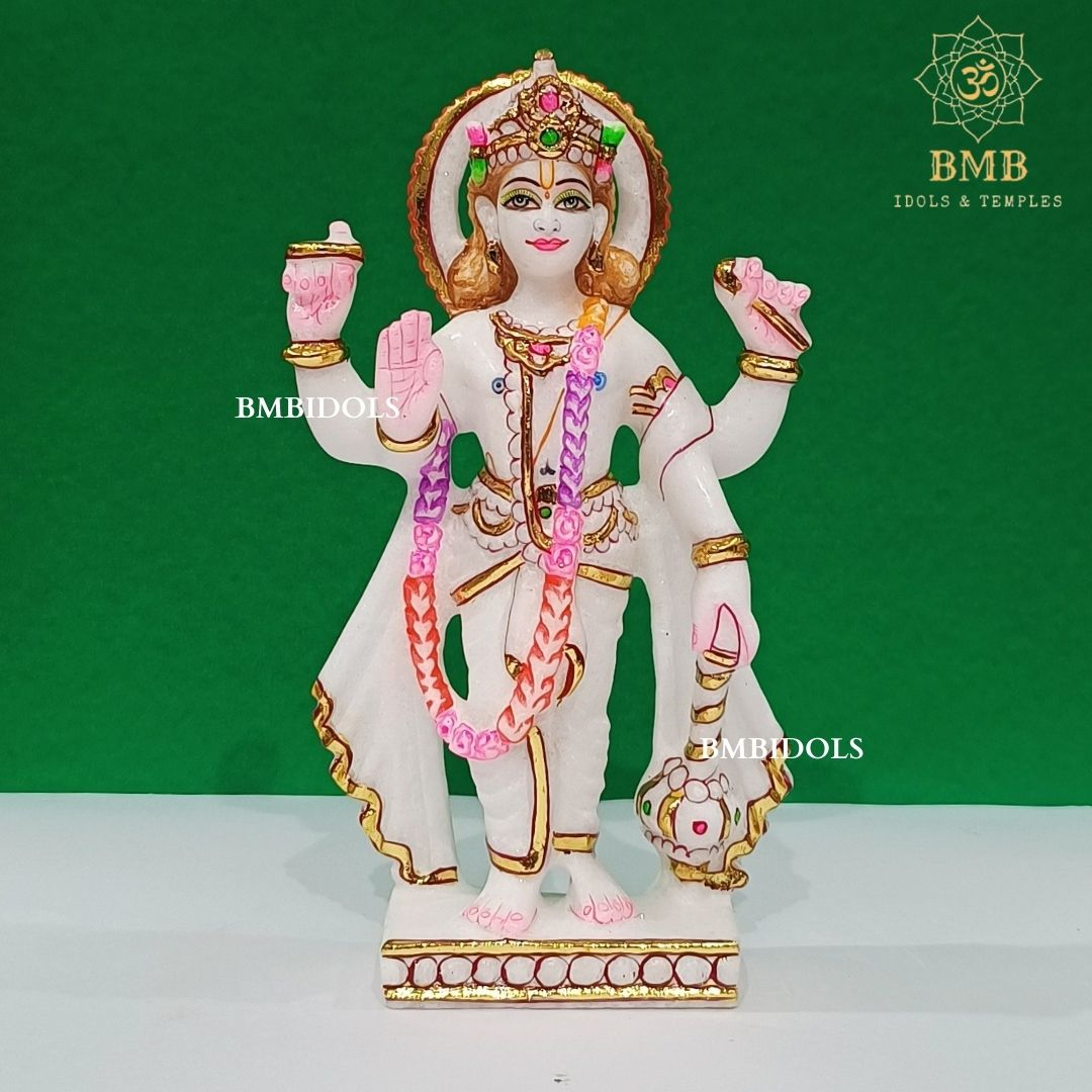 Marble Lakshmi Narayan Murti made in Natural Makrana Marble in 9inch