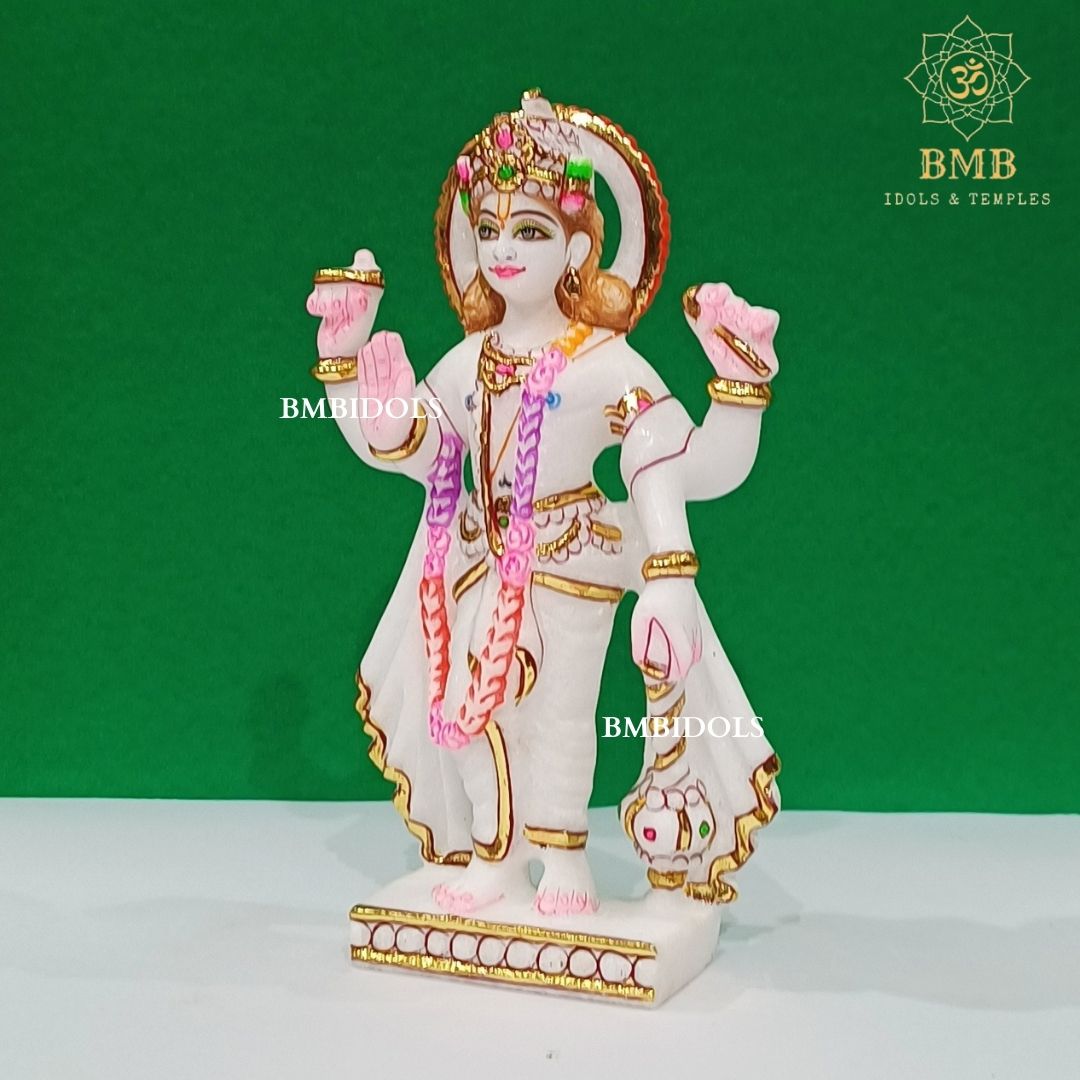 Marble Lakshmi Narayan Murti made in Natural Makrana Marble in 9inch
