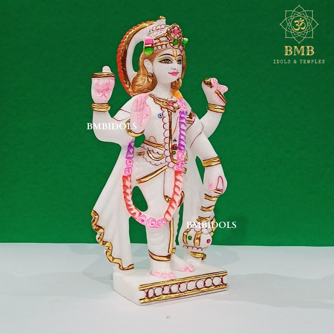 Marble Lakshmi Narayan Murti made in Natural Makrana Marble in 9inch