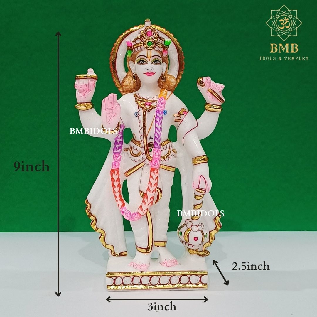 Marble Lakshmi Narayan Murti made in Natural Makrana Marble in 9inch