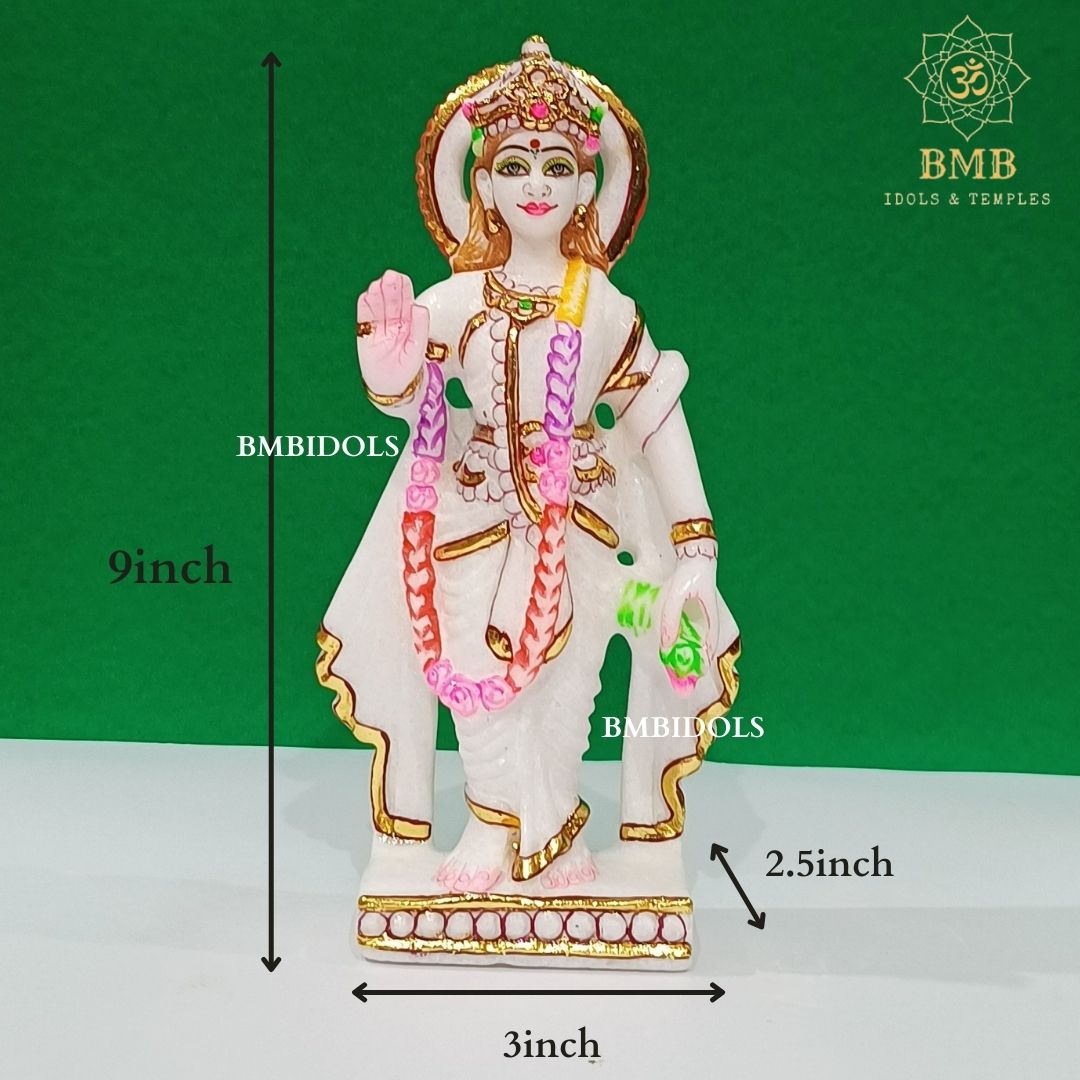 Marble Lakshmi Narayan Murti made in Natural Makrana Marble in 9inch