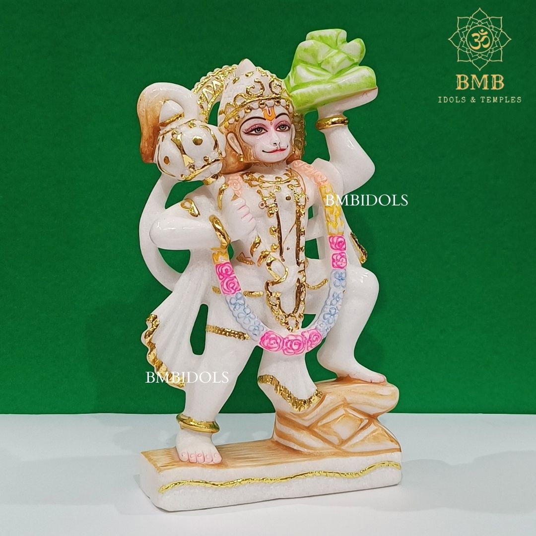 Marble Hanuman Statue made in Makrana Marble in 12inches