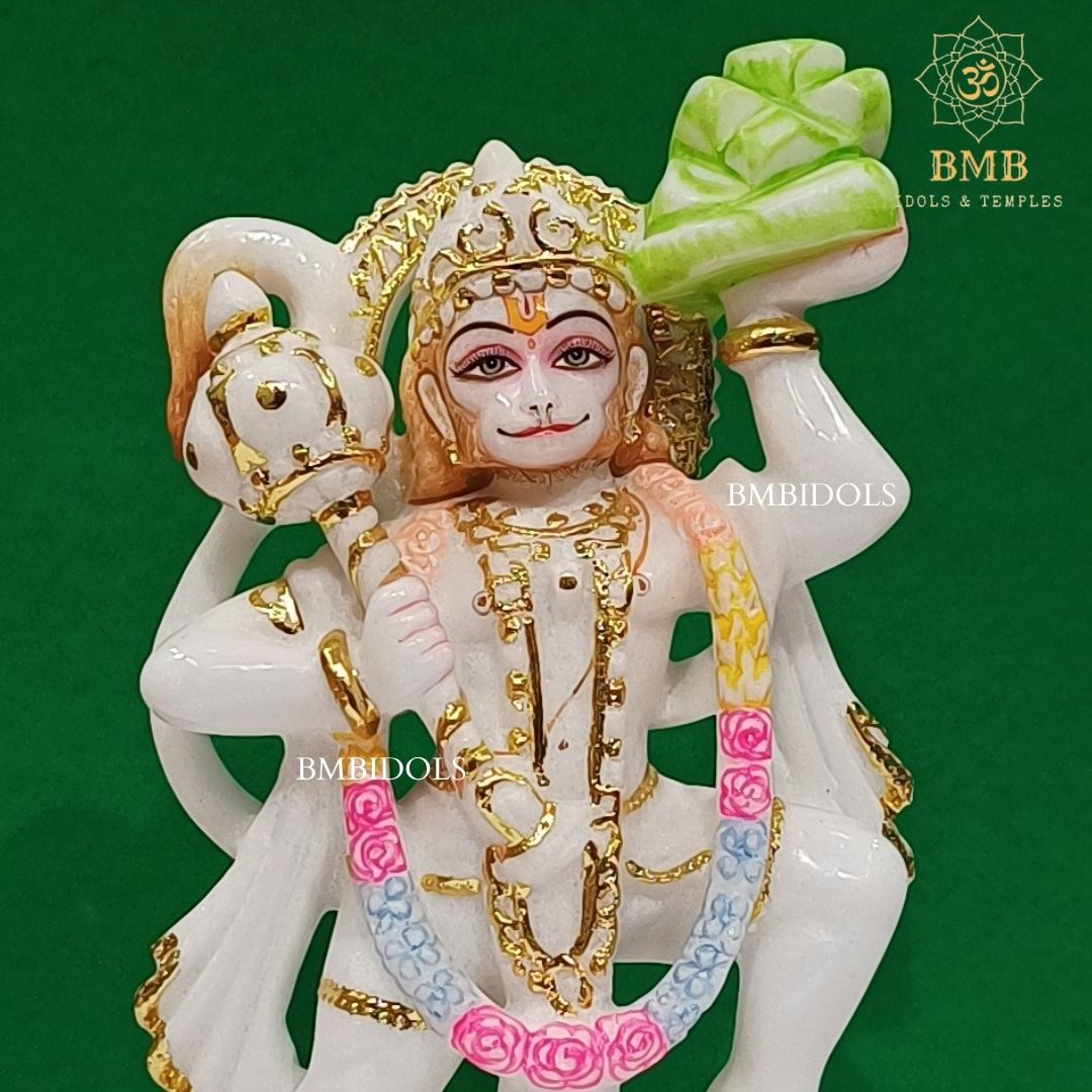 Marble Hanuman Statue made in Makrana Marble in 12inches