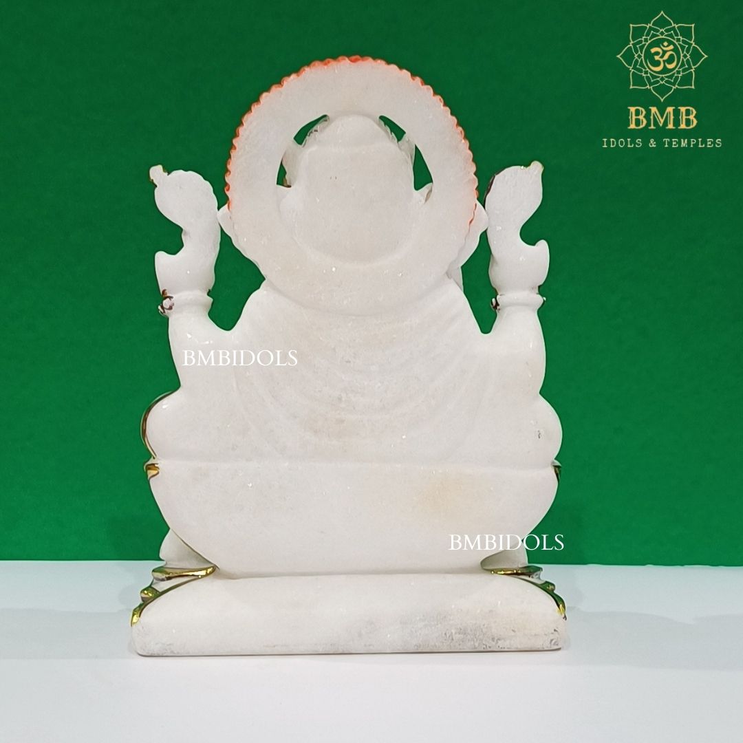 Marble Ganesh Idol made in Makrana Marble in 9inches for Home and Temples