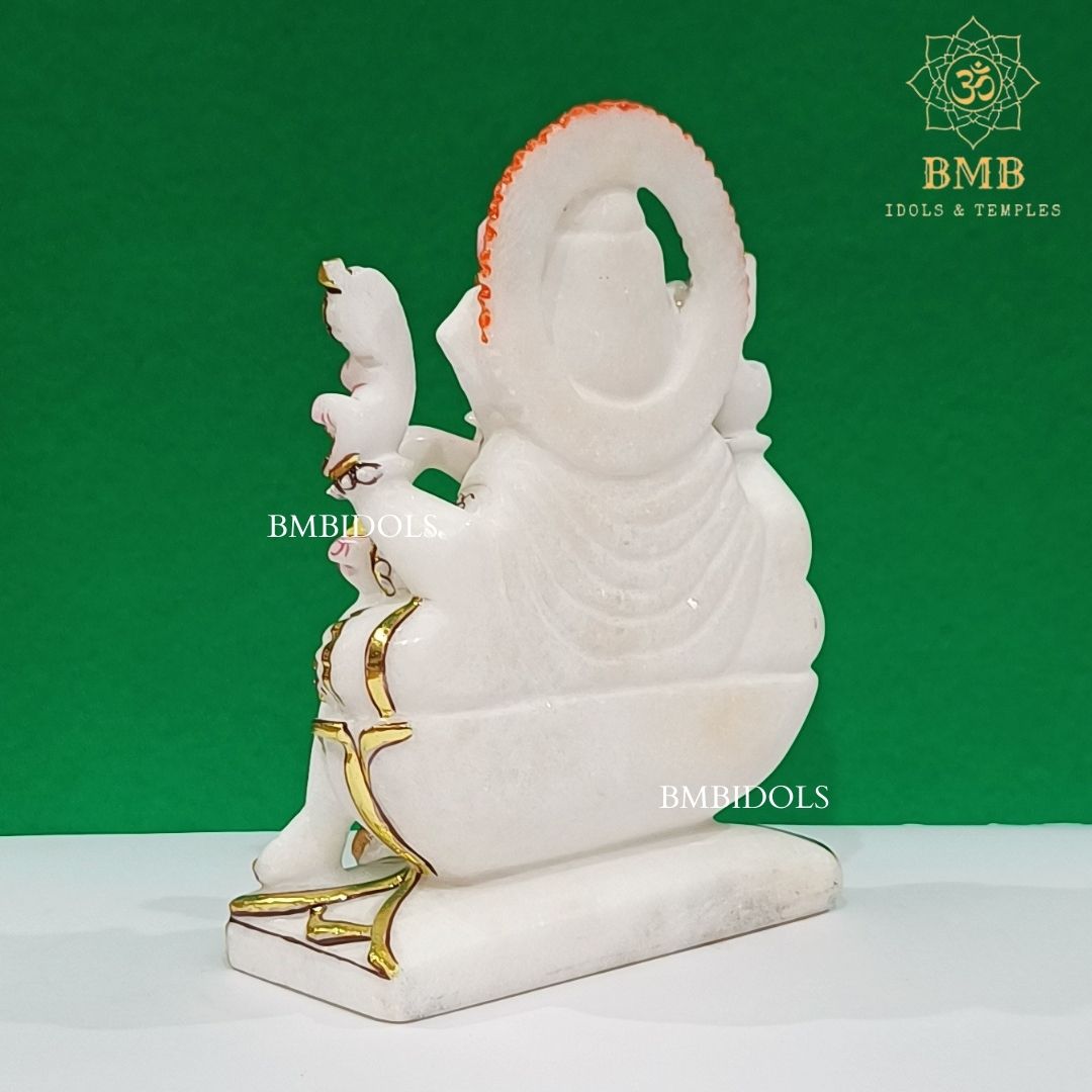 Marble Ganesh Idol made in Makrana Marble in 9inches for Home and Temples