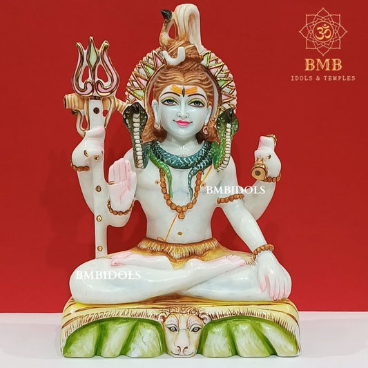 Marble Shiva Statue with four Hands made in Makrana Marble in 15inches