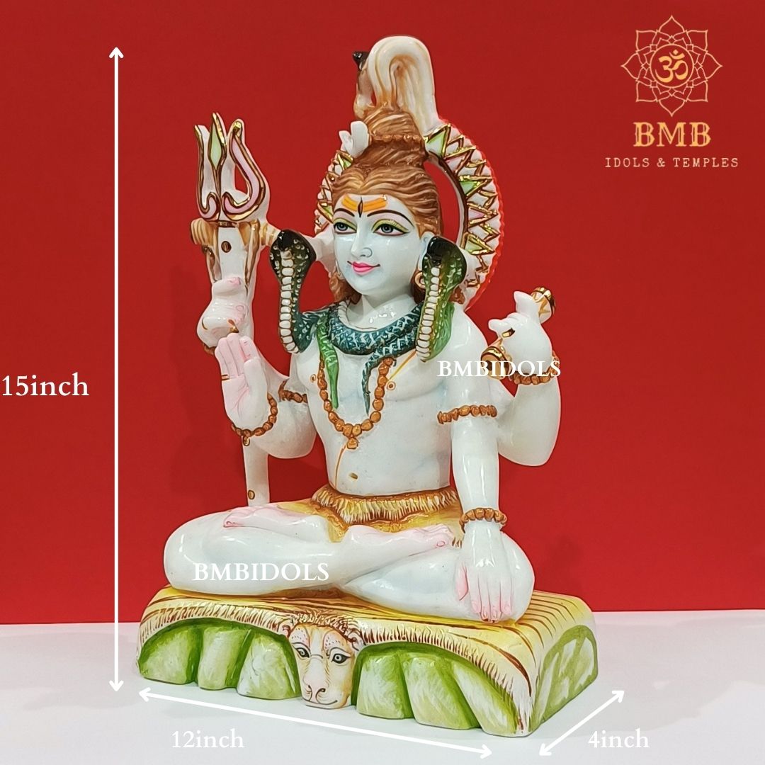 Marble Shiva Statue with four Hands made in Makrana Marble in 15inches