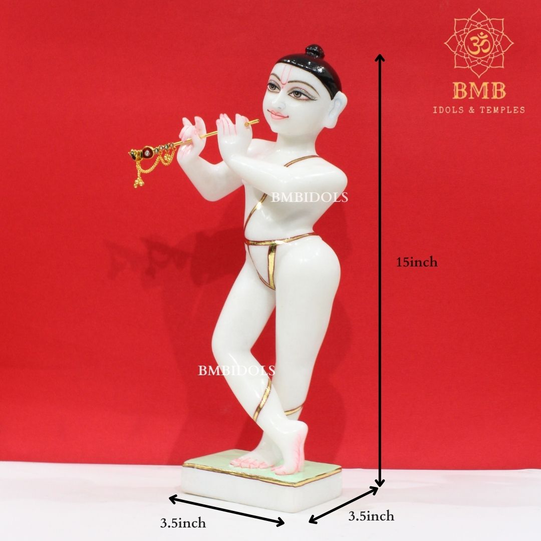 Marble Iskcon Radha Krishna Murti in Makrana Marble in 15inches