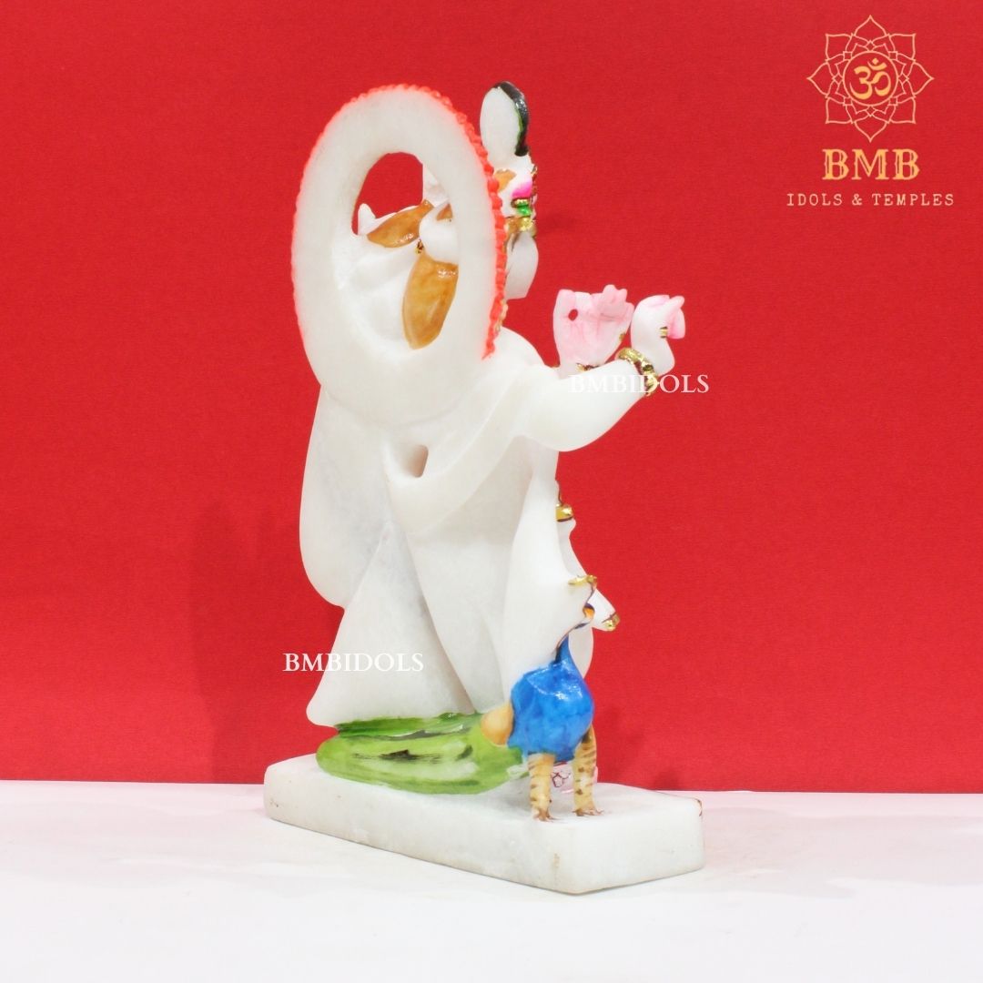 Marble Jugal Radha Krishna Statue in Makrana Marble in 9inches