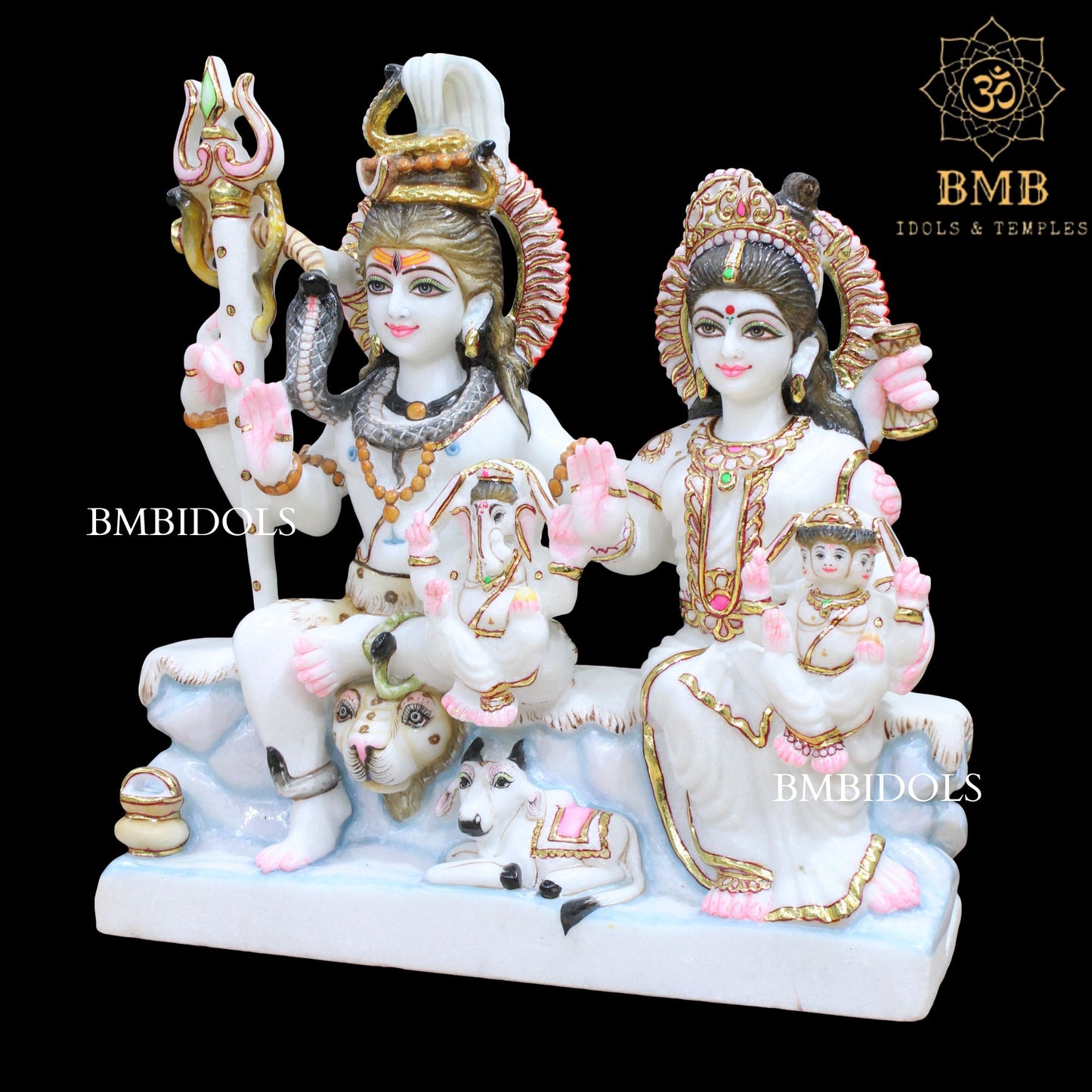 Shiv Parivar Marble Statue made in Natural White Makrana Marble