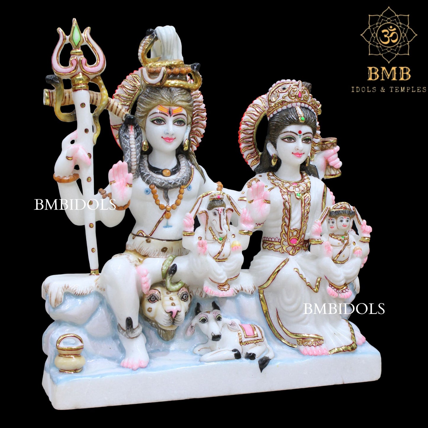 Shiv Parivar Marble Statue made in Natural White Makrana Marble