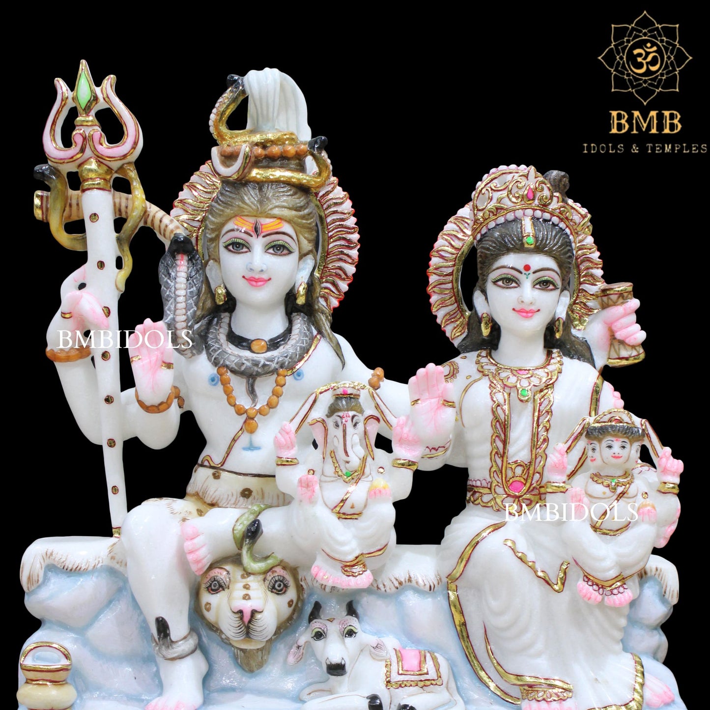 Shiv Parivar Marble Statue made in Natural White Makrana Marble