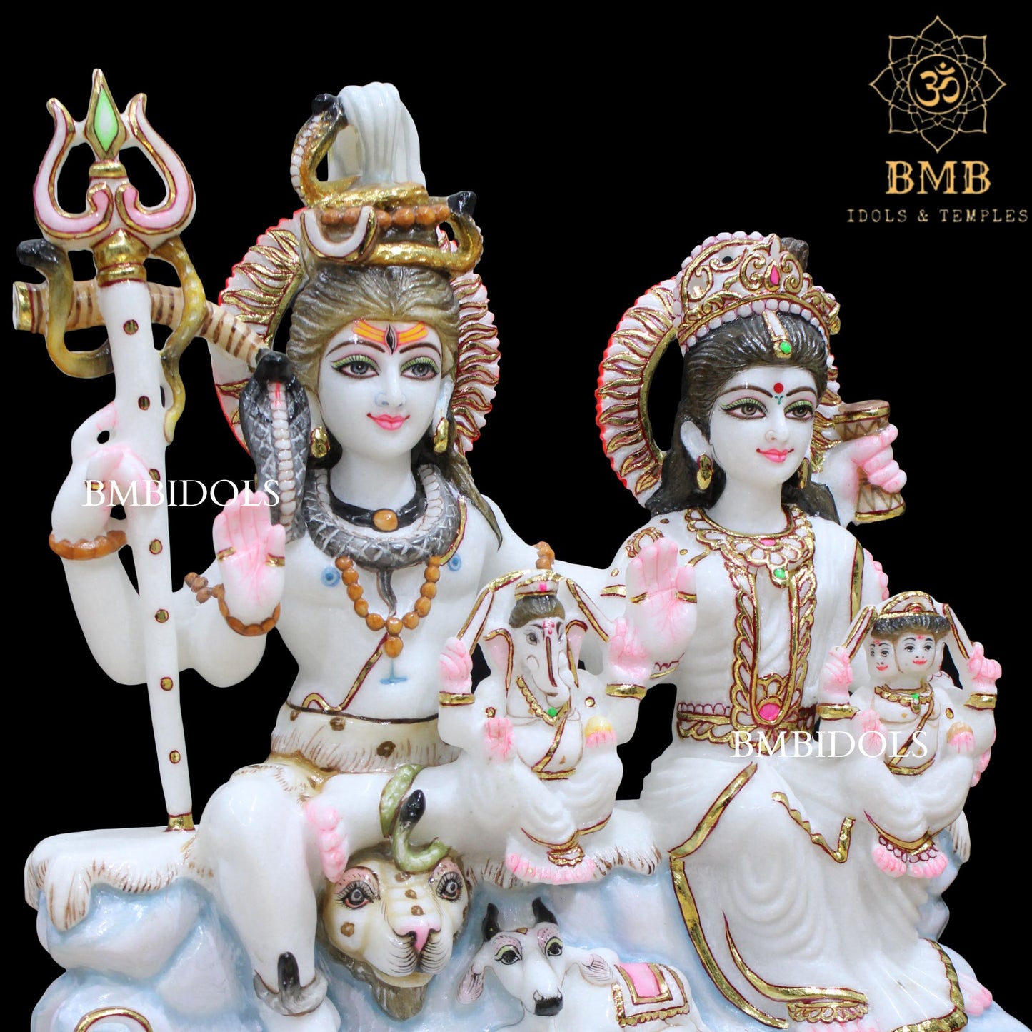 Shiv Parivar Marble Statue made in Natural White Makrana Marble