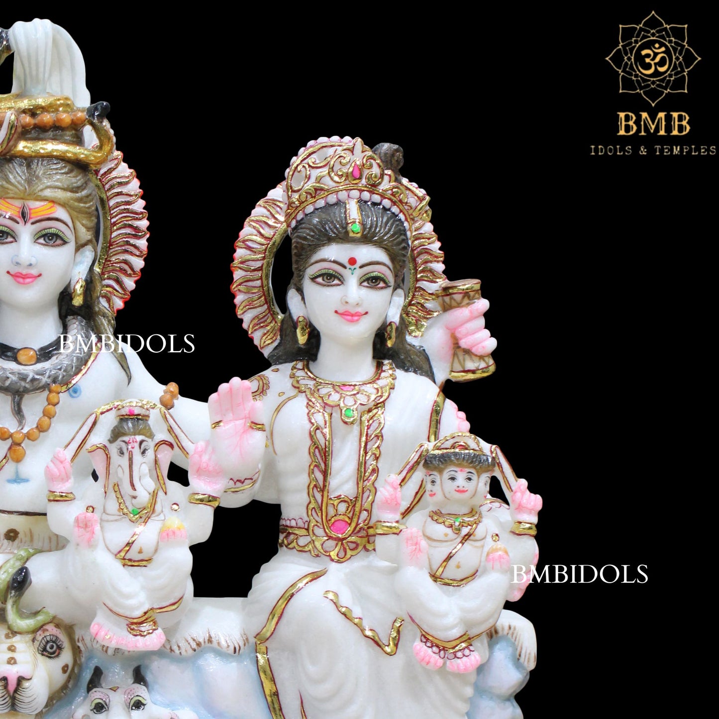 Shiv Parivar Marble Statue made in Natural White Makrana Marble