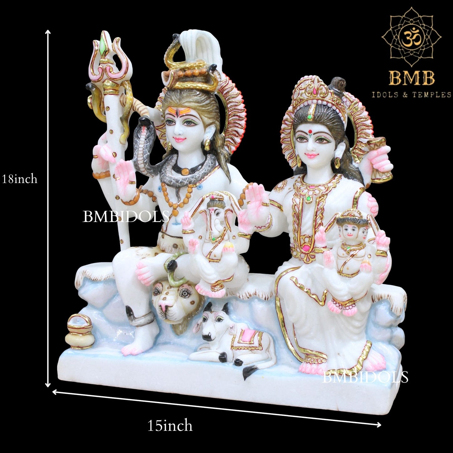 Shiv Parivar Marble Statue made in Natural White Makrana Marble