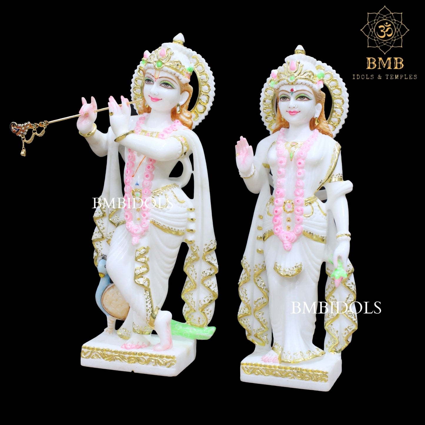 Marble Radha Krishna Statue in Makrana Marble in 15inches
