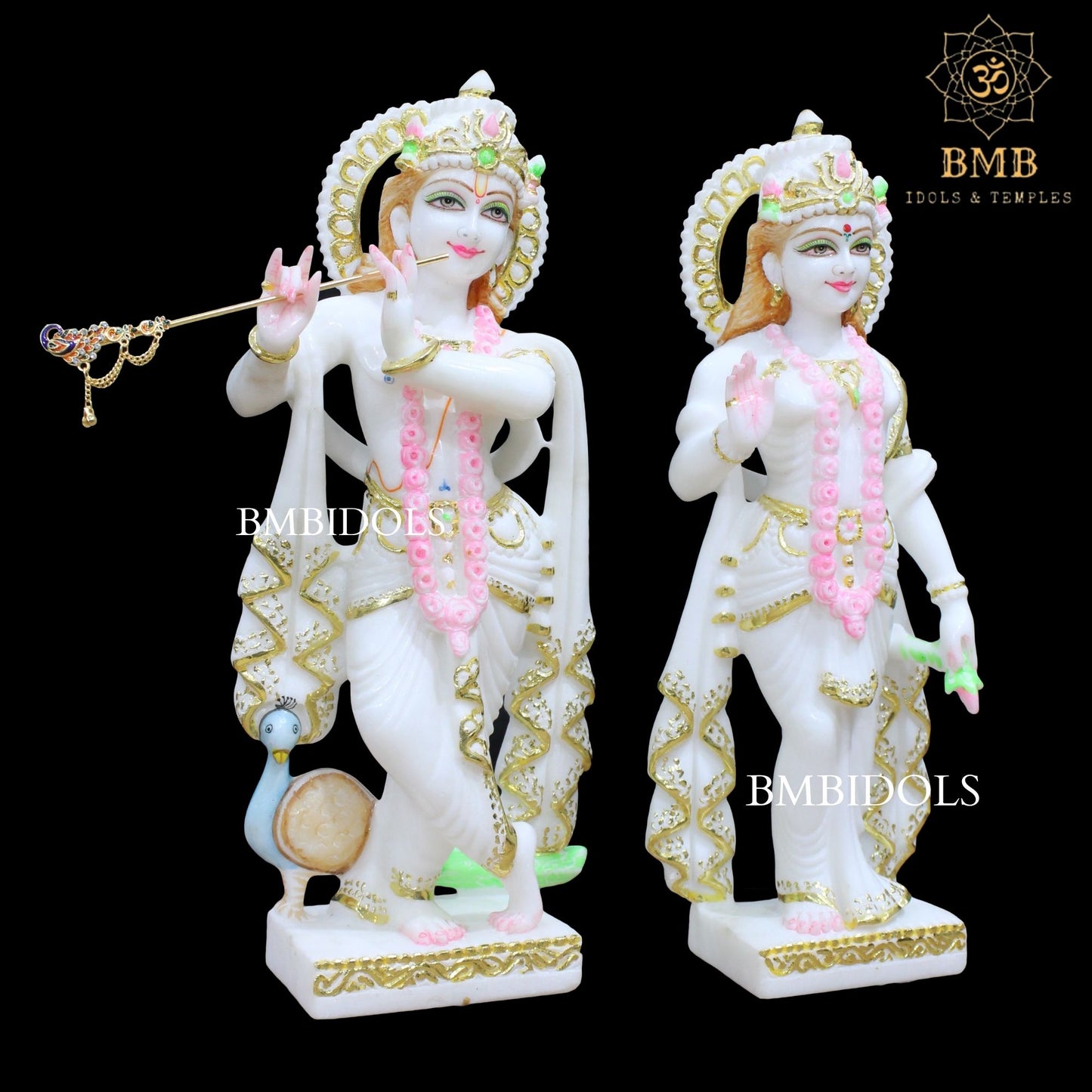 Marble Radha Krishna Statue in Makrana Marble in 15inches