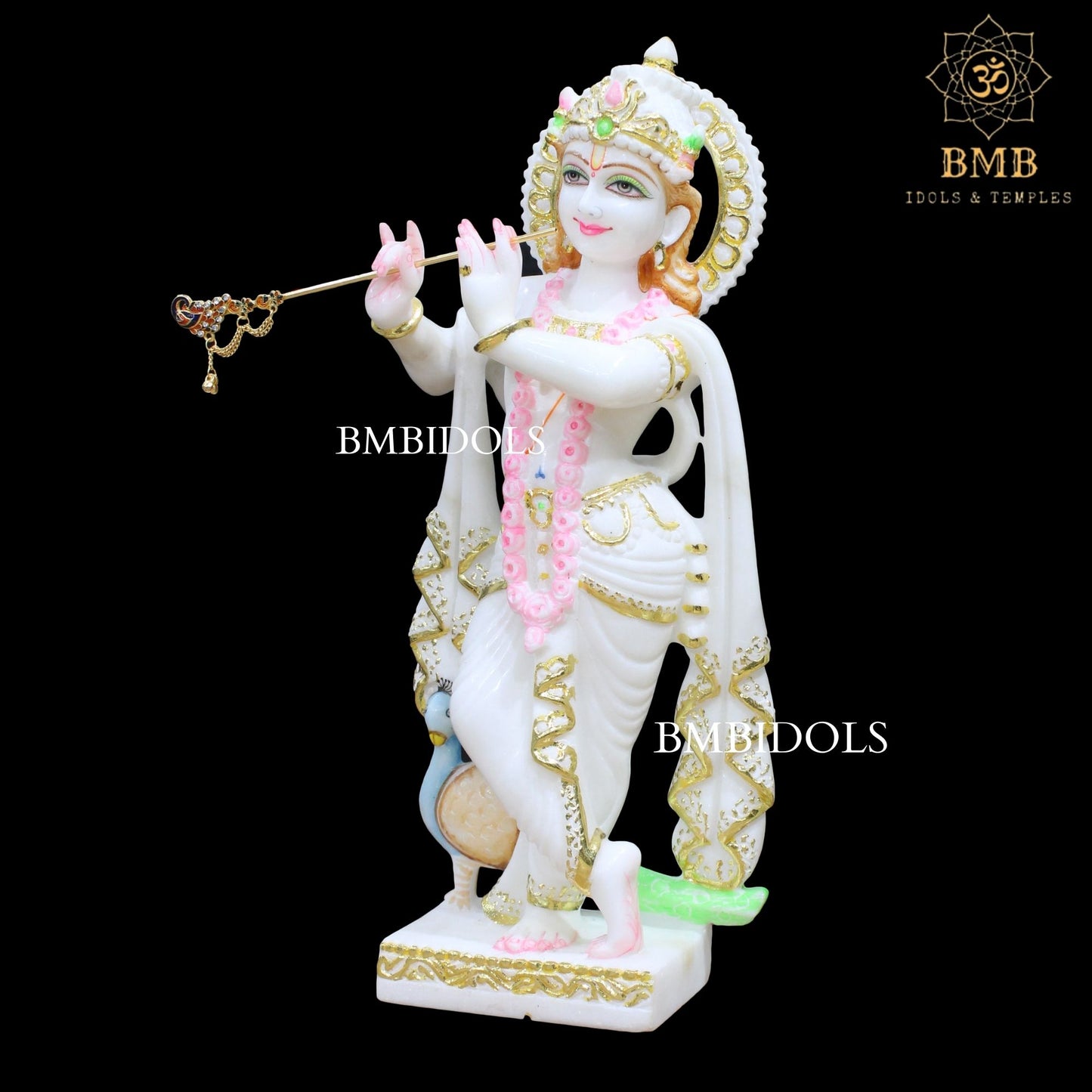 Marble Radha Krishna Statue in Makrana Marble in 15inches