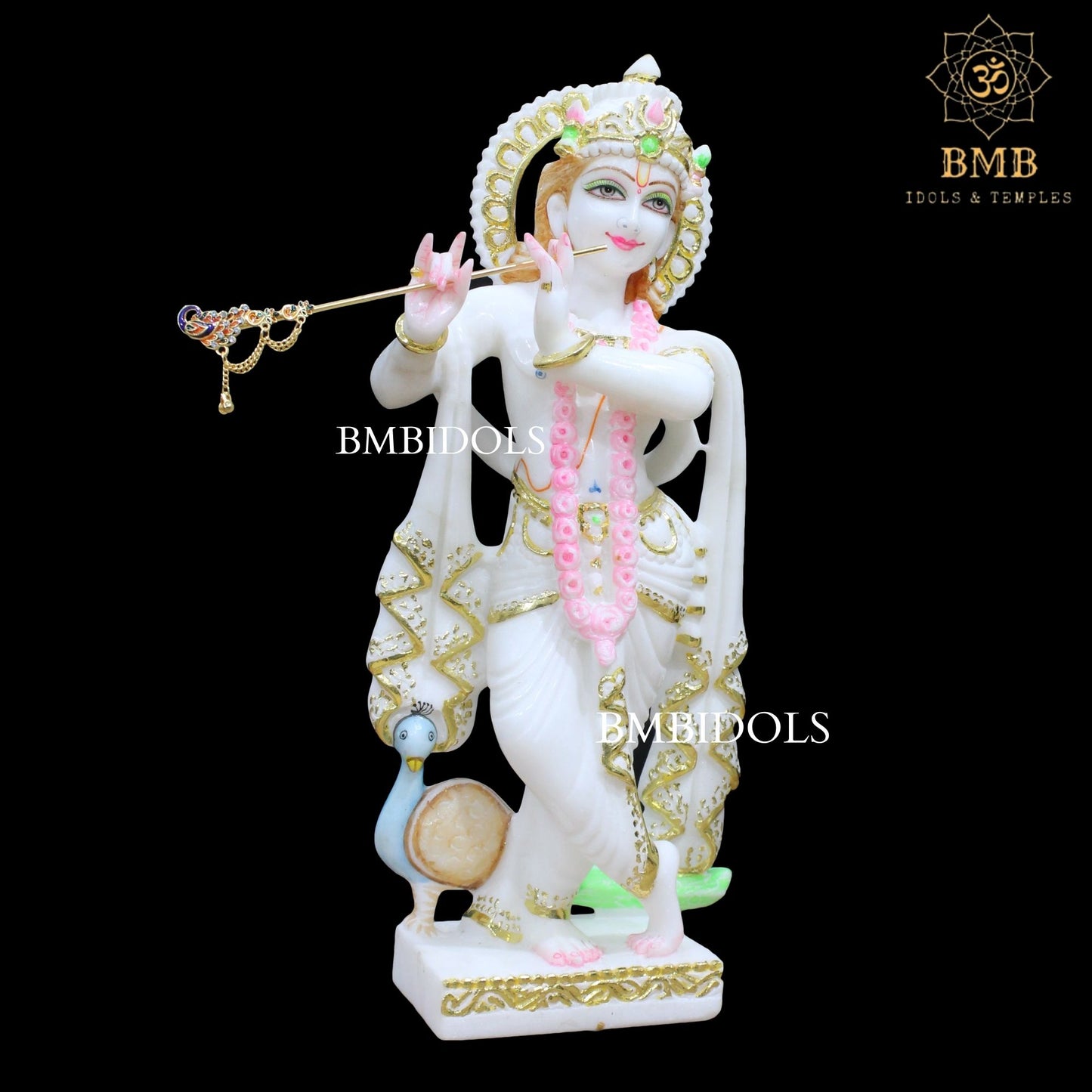 Marble Radha Krishna Statue in Makrana Marble in 15inches