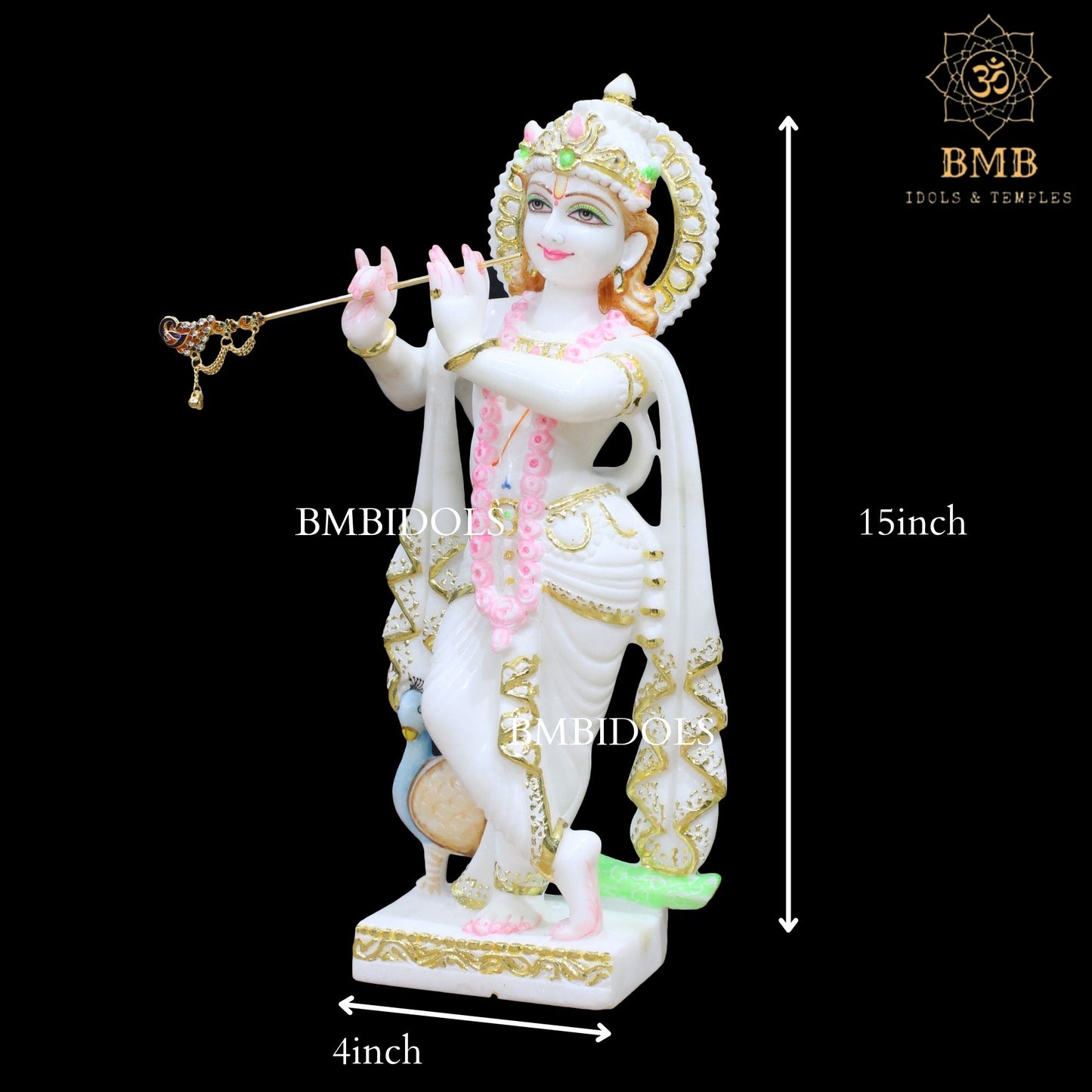 Marble Radha Krishna Statue in Makrana Marble in 15inches