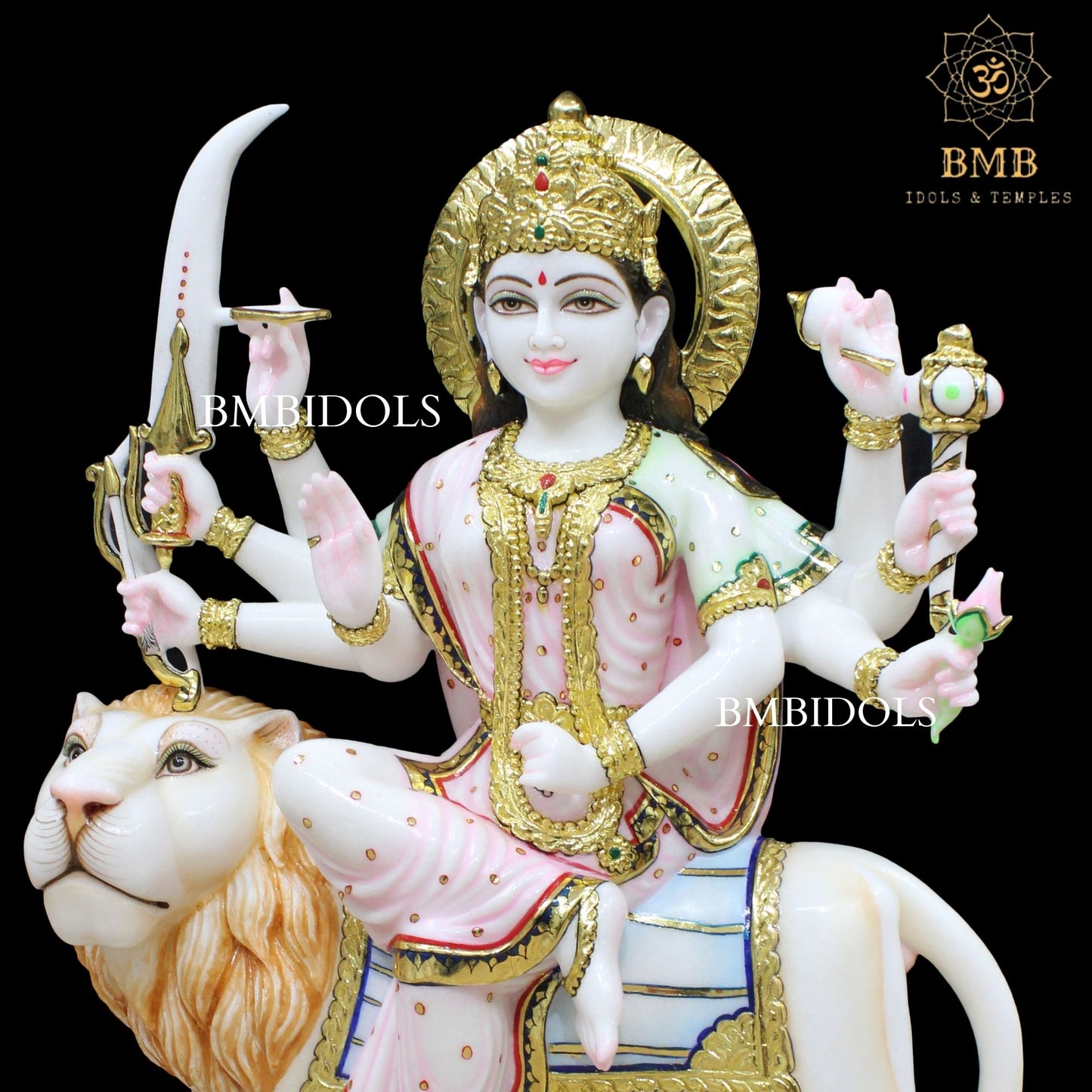 Marble Durga Mata Statue made in Natural Makrana Marble in 2.5feet
