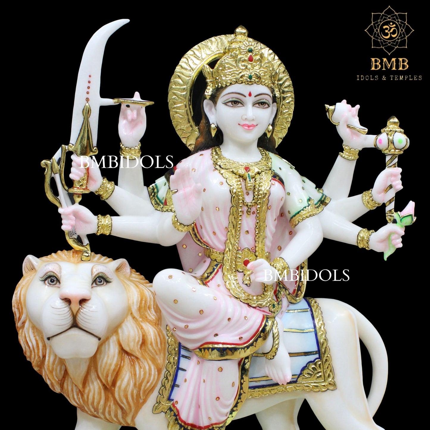 Marble Durga Mata Statue made in Natural Makrana Marble in 2.5feet