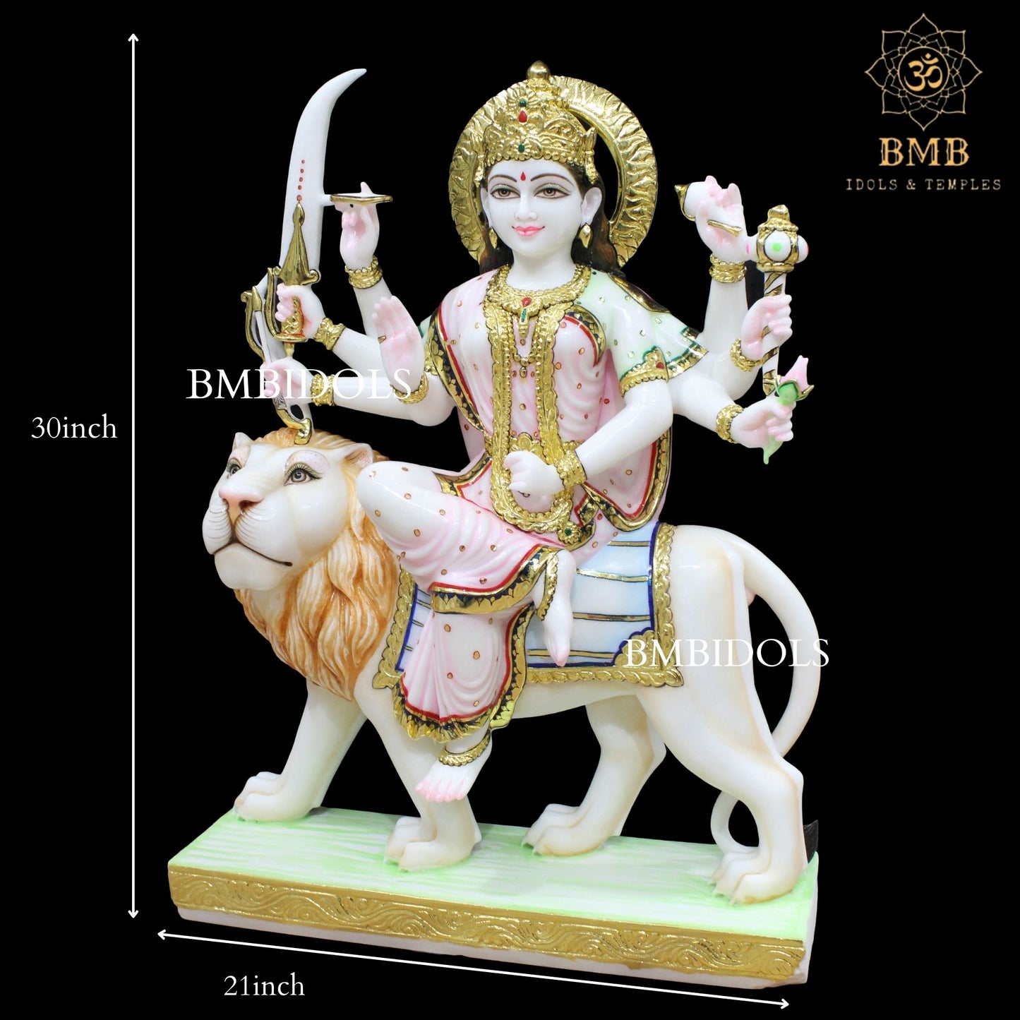 Marble Durga Mata Statue made in Natural Makrana Marble in 2.5feet