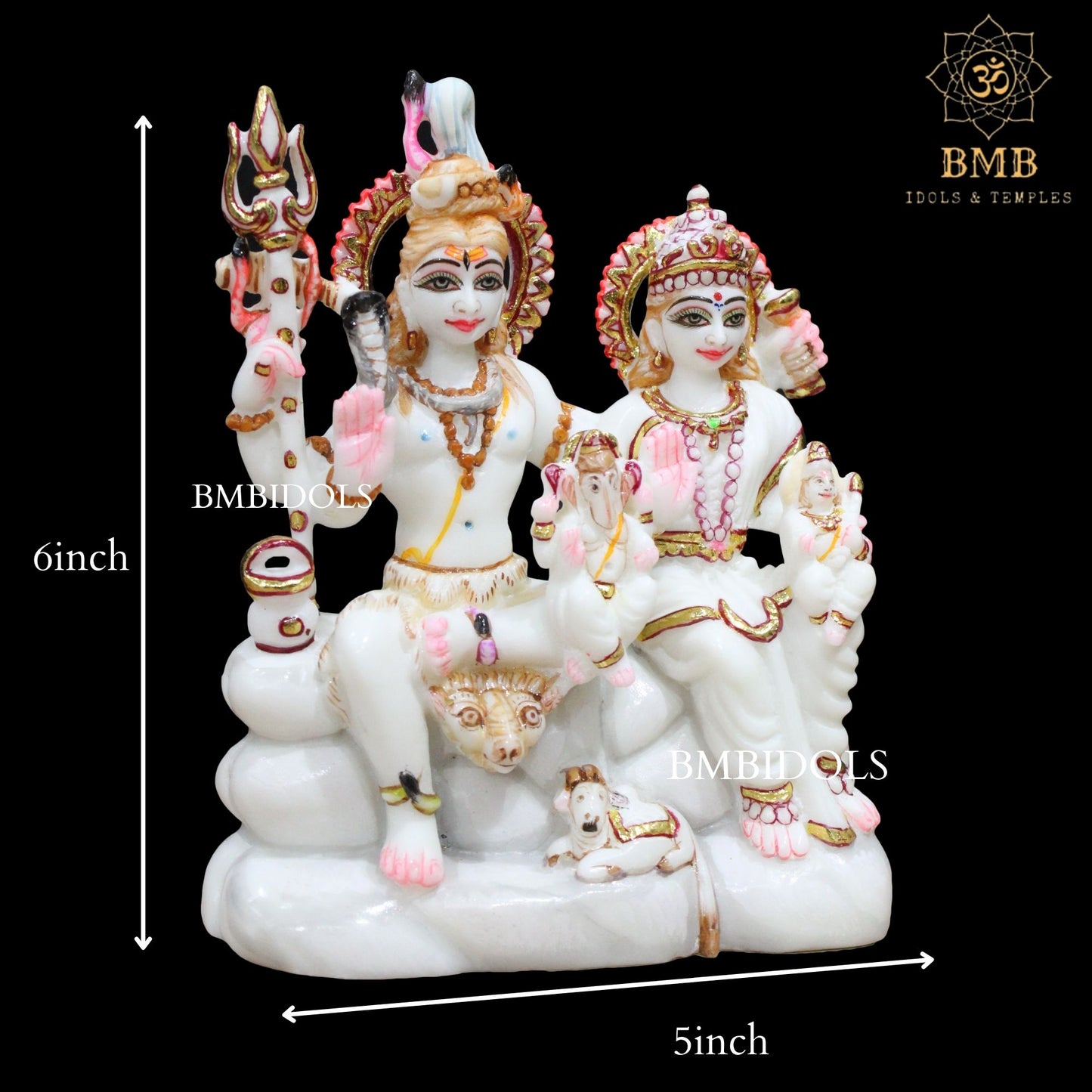 6inch Shiv Parivar Marble Statue