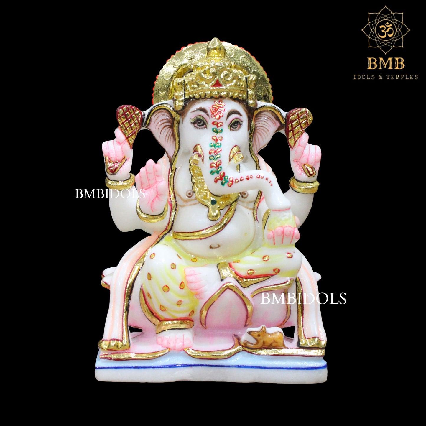 Small Marble Ganesh Lakshmi Murti made in Makrana Marble in 6inch