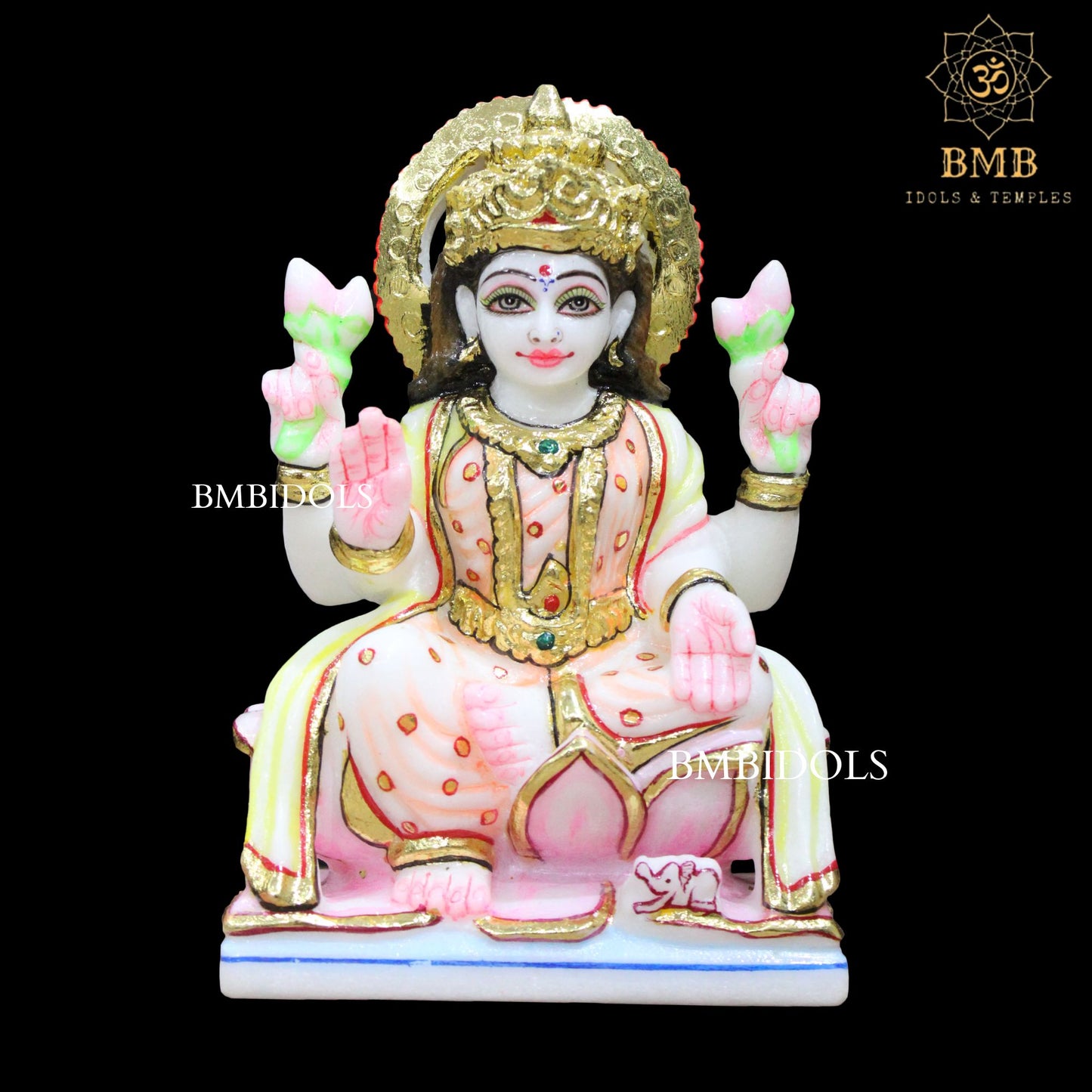 Small Marble Ganesh Lakshmi Murti made in Makrana Marble in 6inch