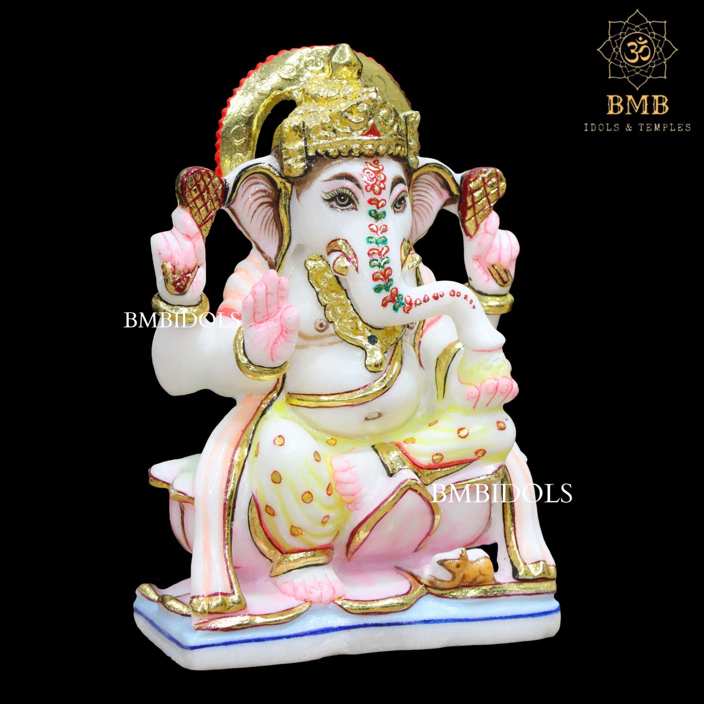 Small Marble Ganesh Lakshmi Murti made in Makrana Marble in 6inch