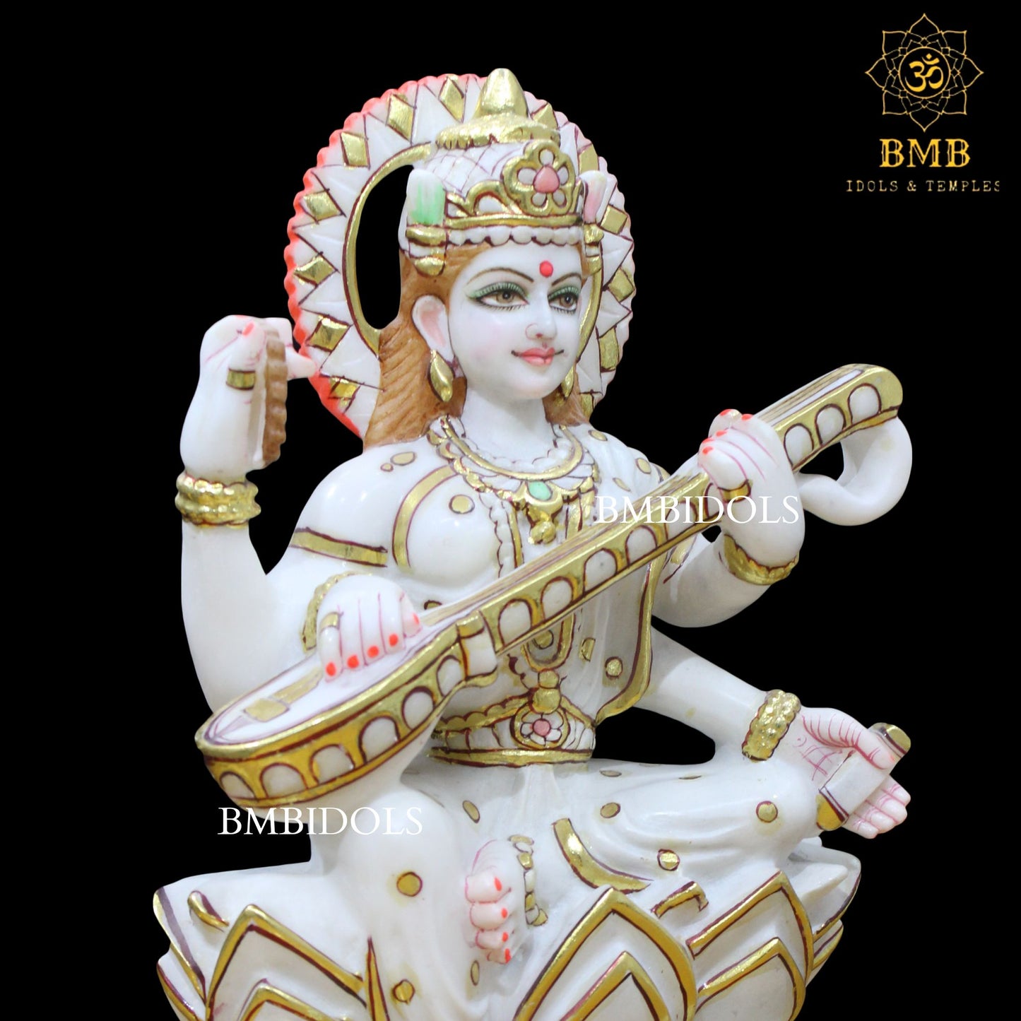 Sarswati Maa Marble statue for Home and Temples in 12inch