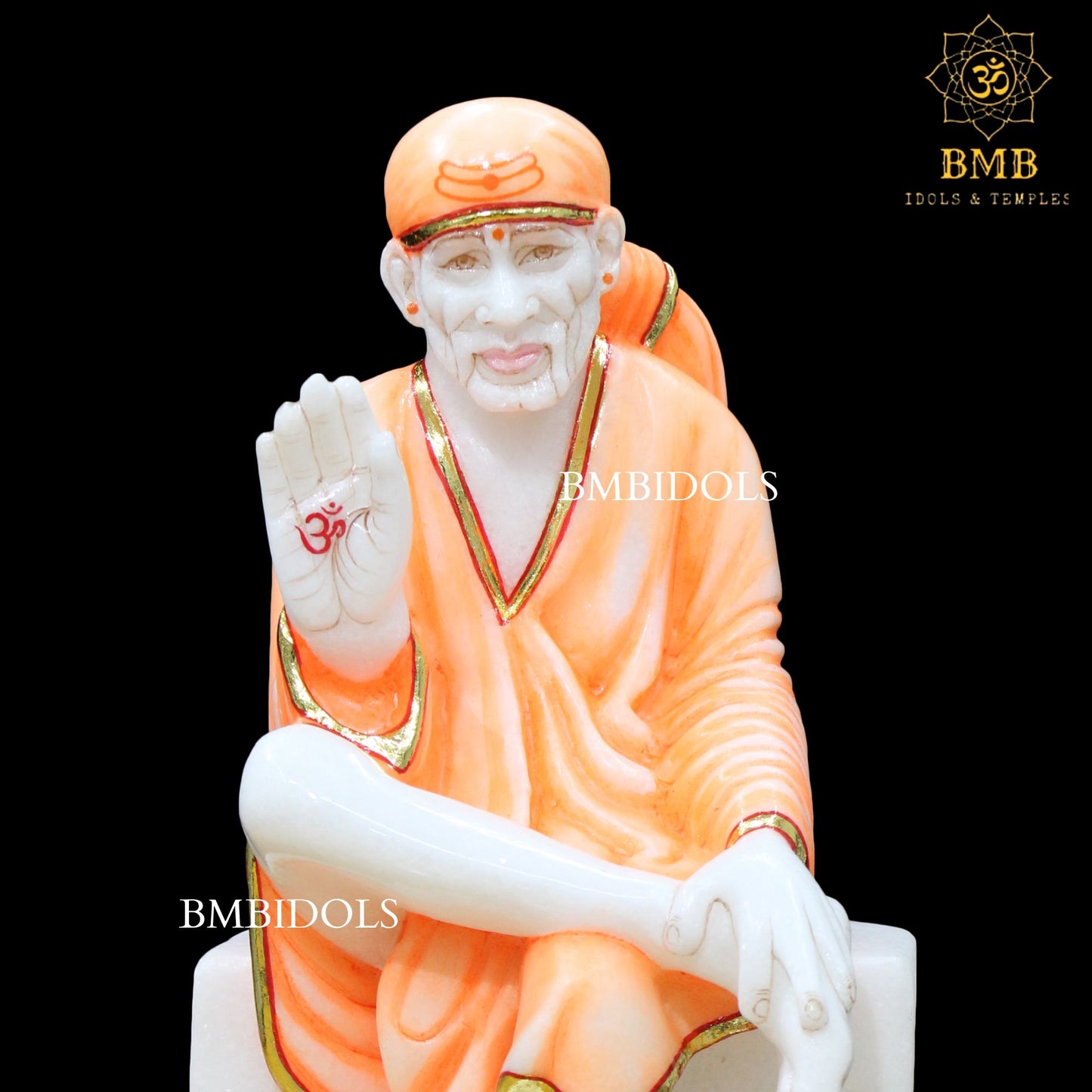 Sai Baba Marble Statue in 12inches for Homes and Temples