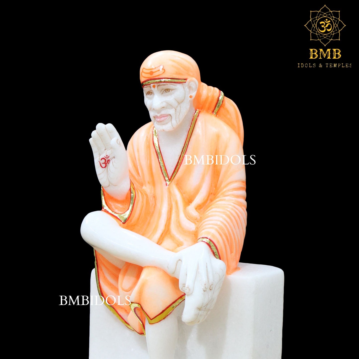 Sai Baba Marble Statue in 12inches for Homes and Temples