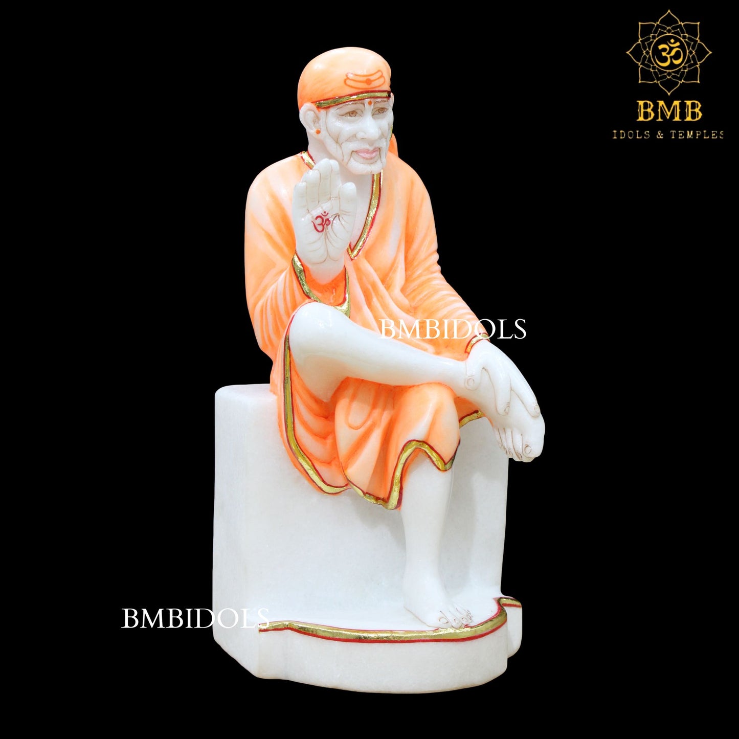 Sai Baba Marble Statue in 12inches for Homes and Temples