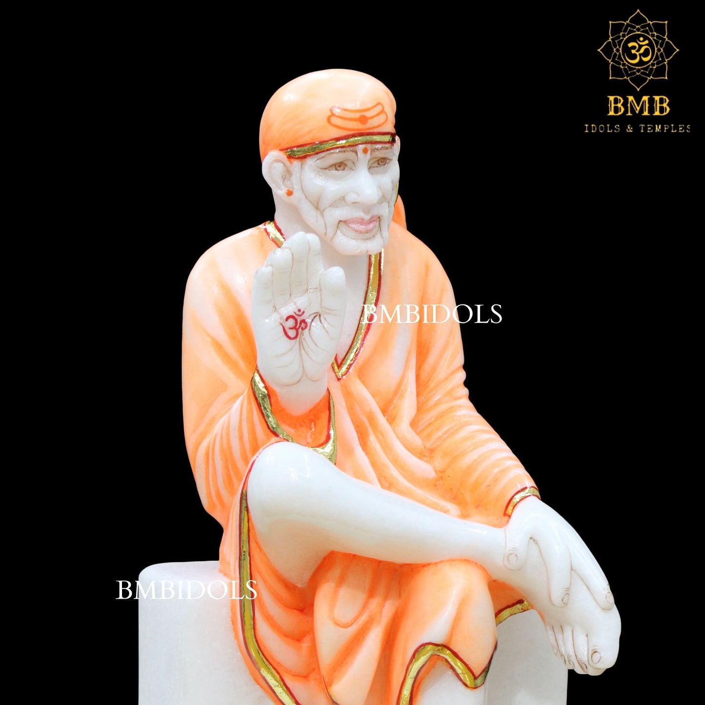 Sai Baba Marble Statue in 12inches for Homes and Temples