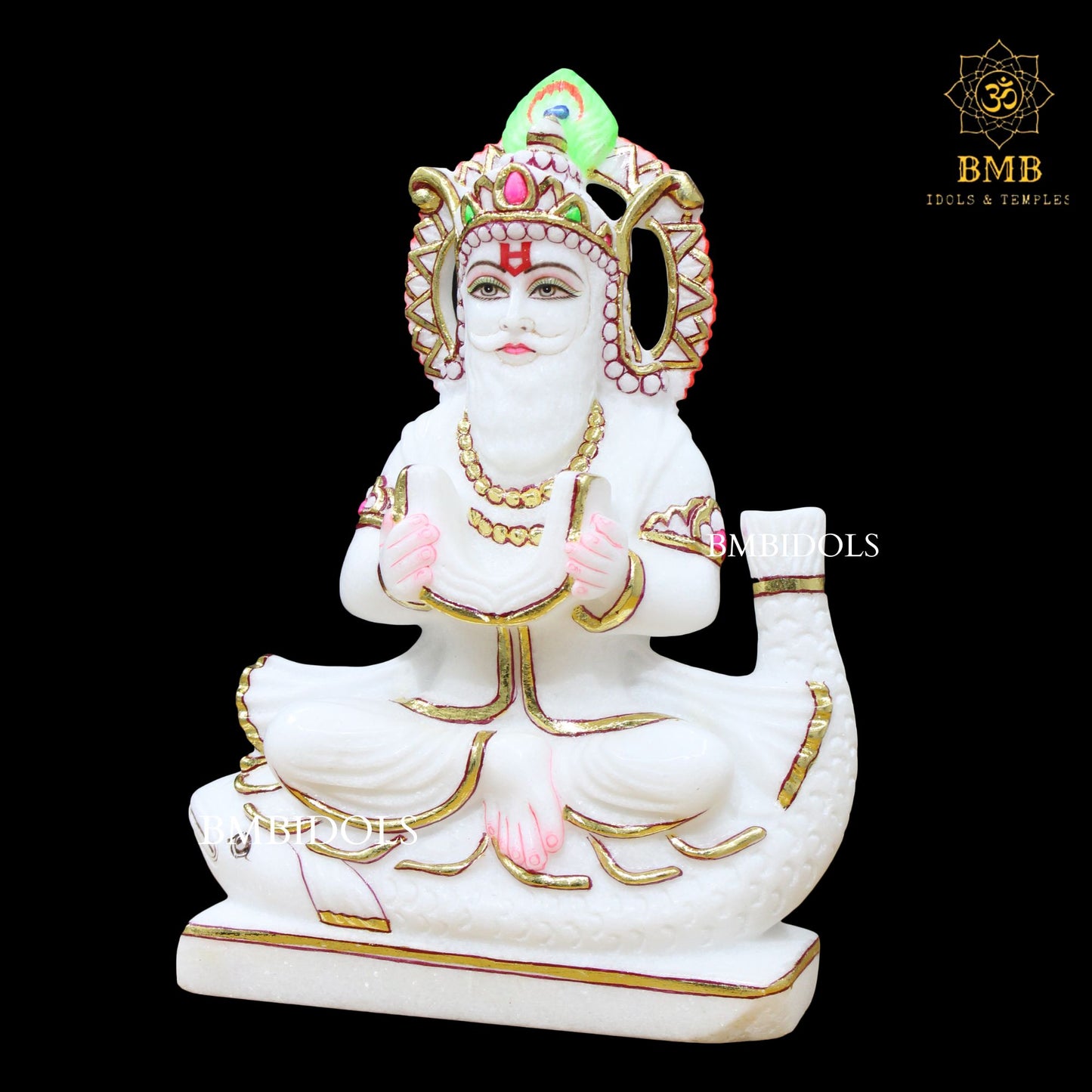 Jhulelal Marble Murti for Homes and Temples in 12inches