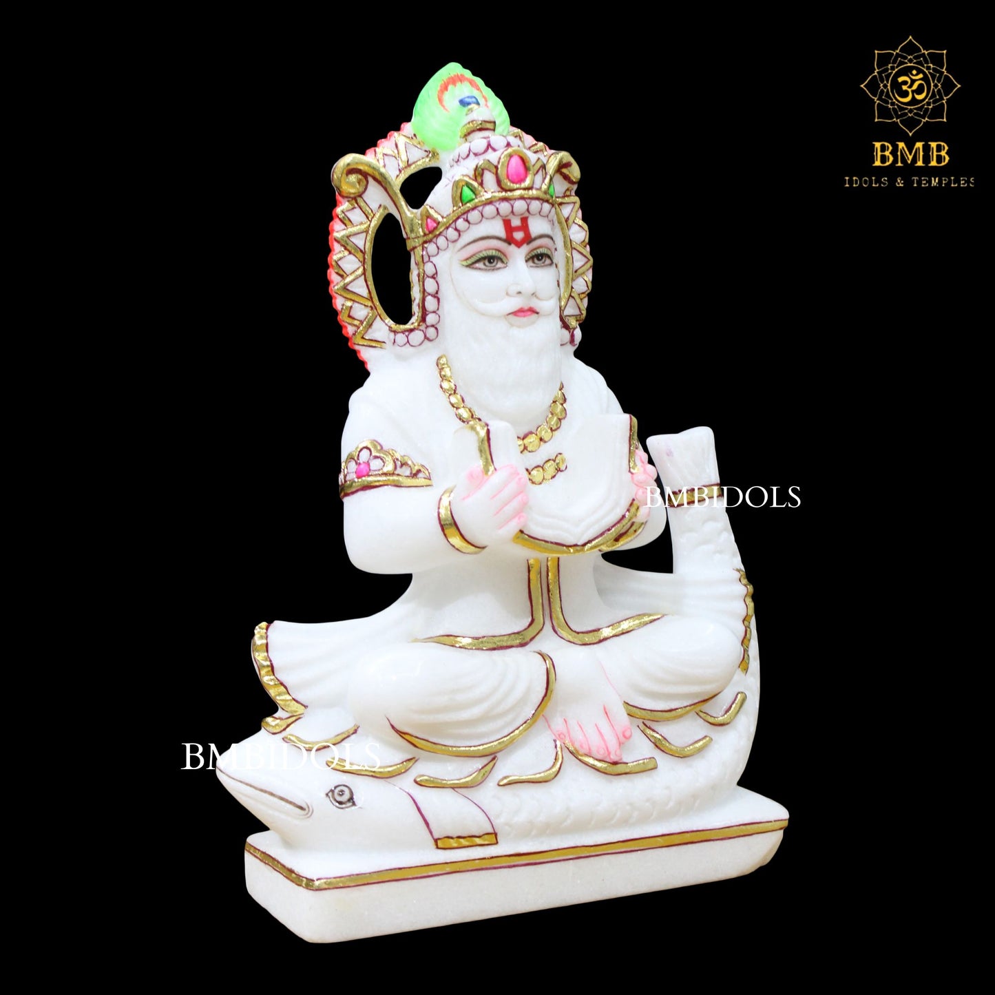 Jhulelal Marble Murti for Homes and Temples in 12inches