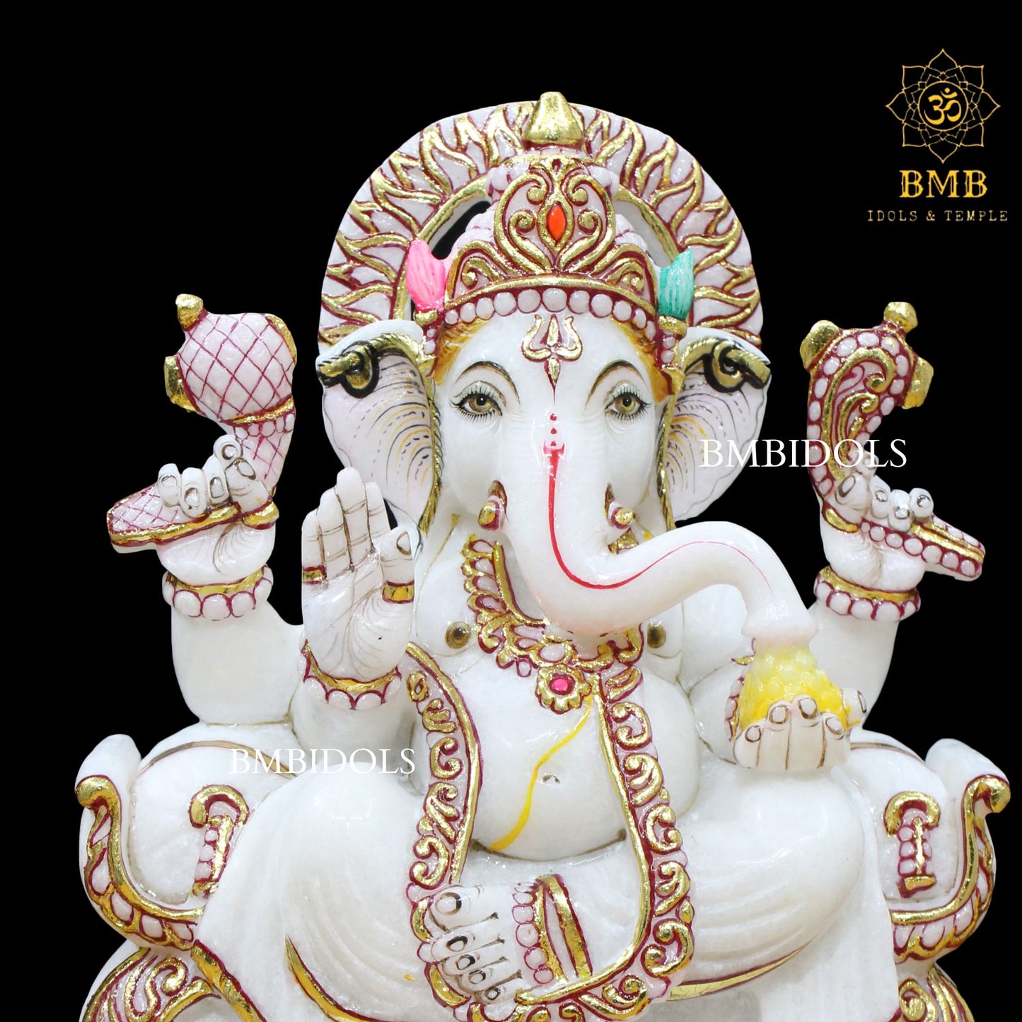 Ganesh Marble Statue made in Makrana Marble in 12inches