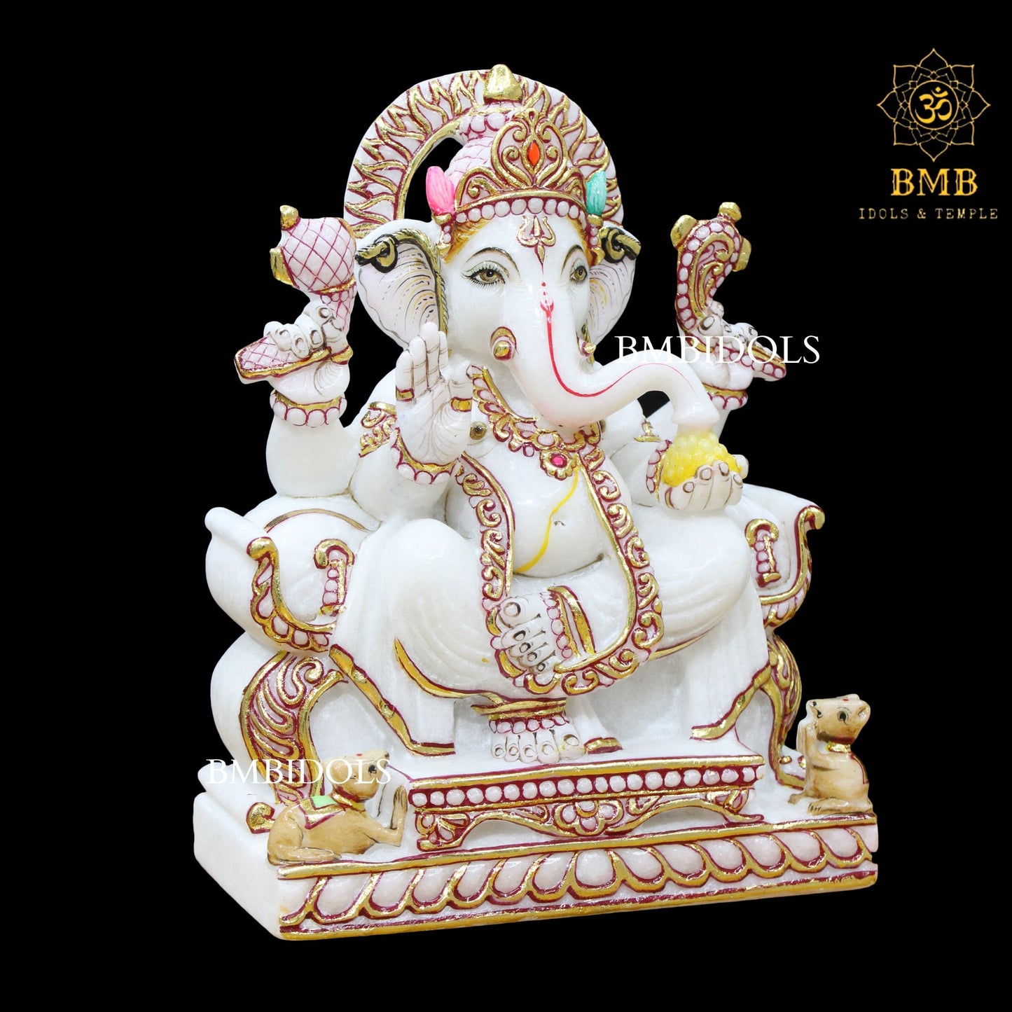 Ganesh Marble Statue made in Makrana Marble in 12inches