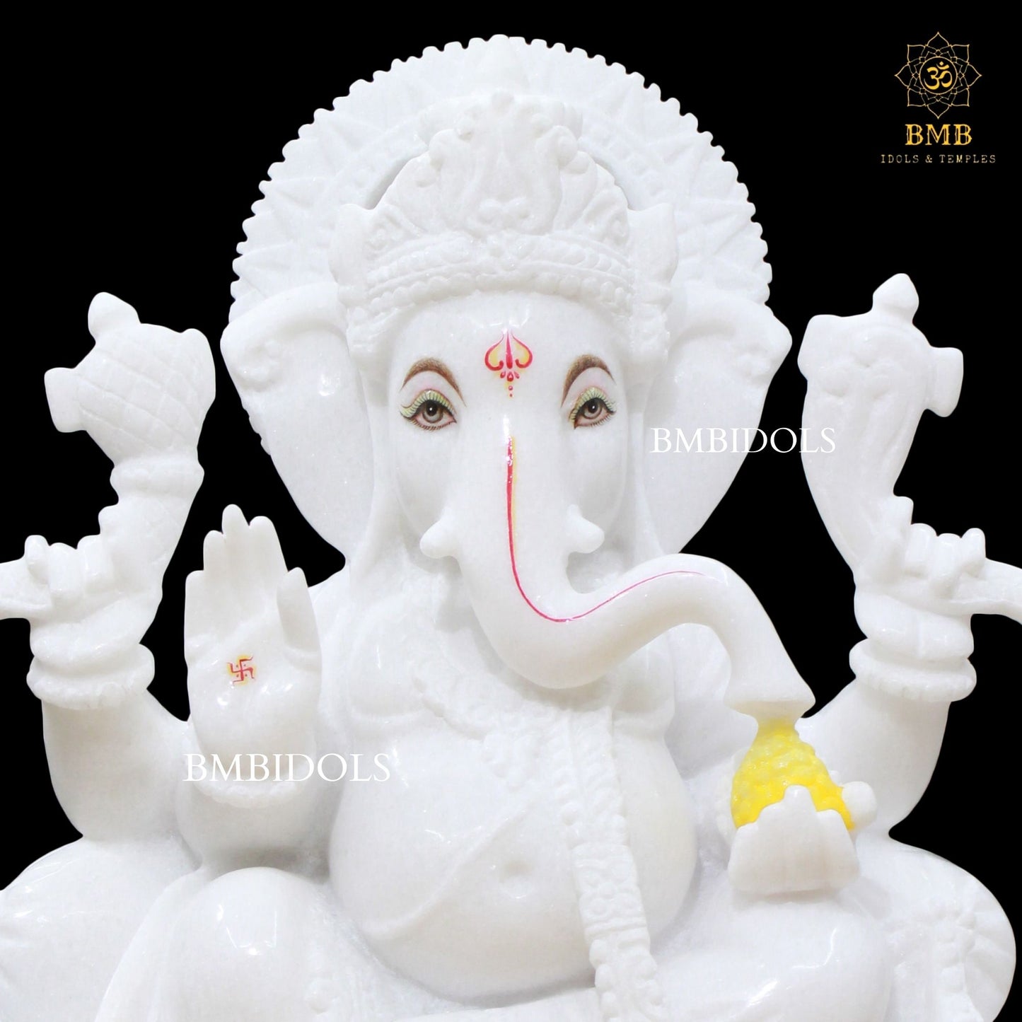 Pre-Order White Ganesh Marble Statue for Home & Temples in four Hands
