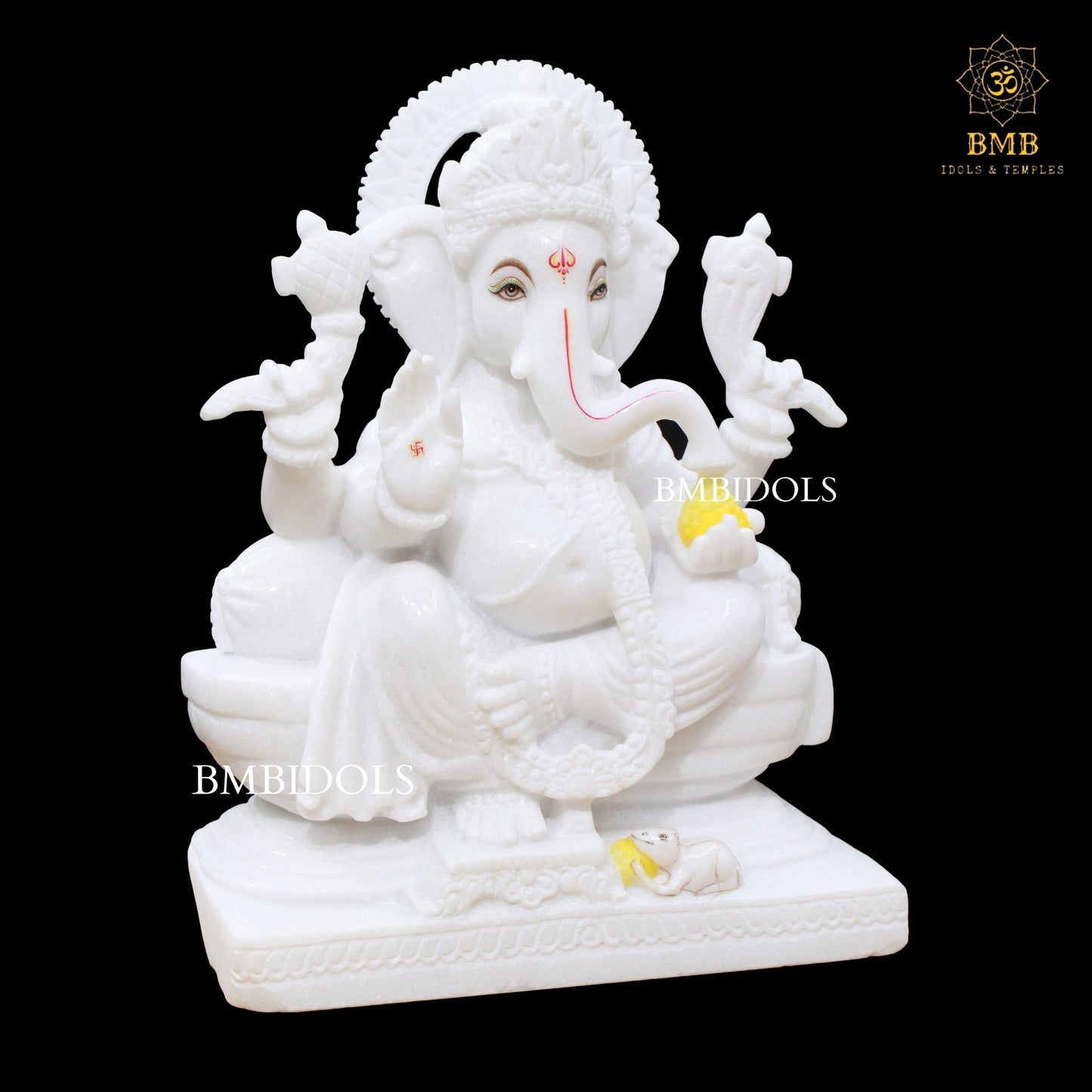 Pre-Order White Ganesh Marble Statue for Home & Temples in four Hands