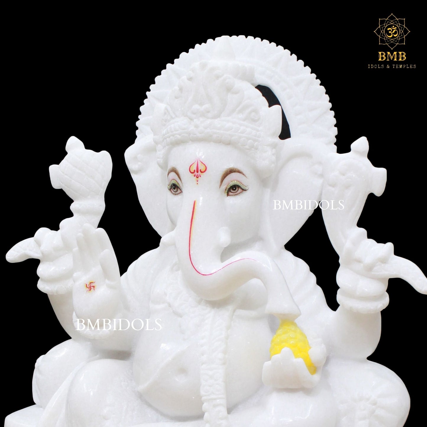 Pre-Order White Ganesh Marble Statue for Home & Temples in four Hands