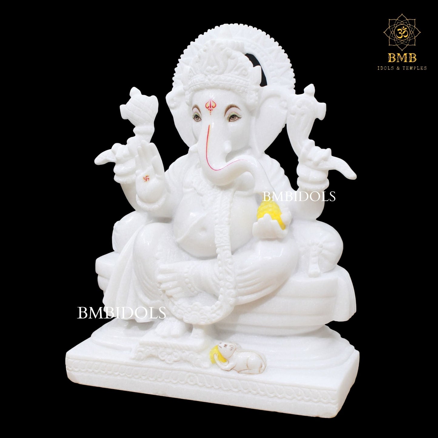 Pre-Order White Ganesh Marble Statue for Home & Temples in four Hands