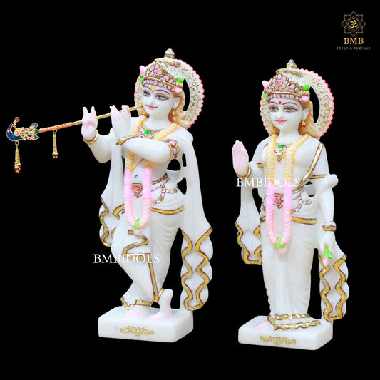 Radha Krishna Marble Murti made in Makrana Marble in 12inches