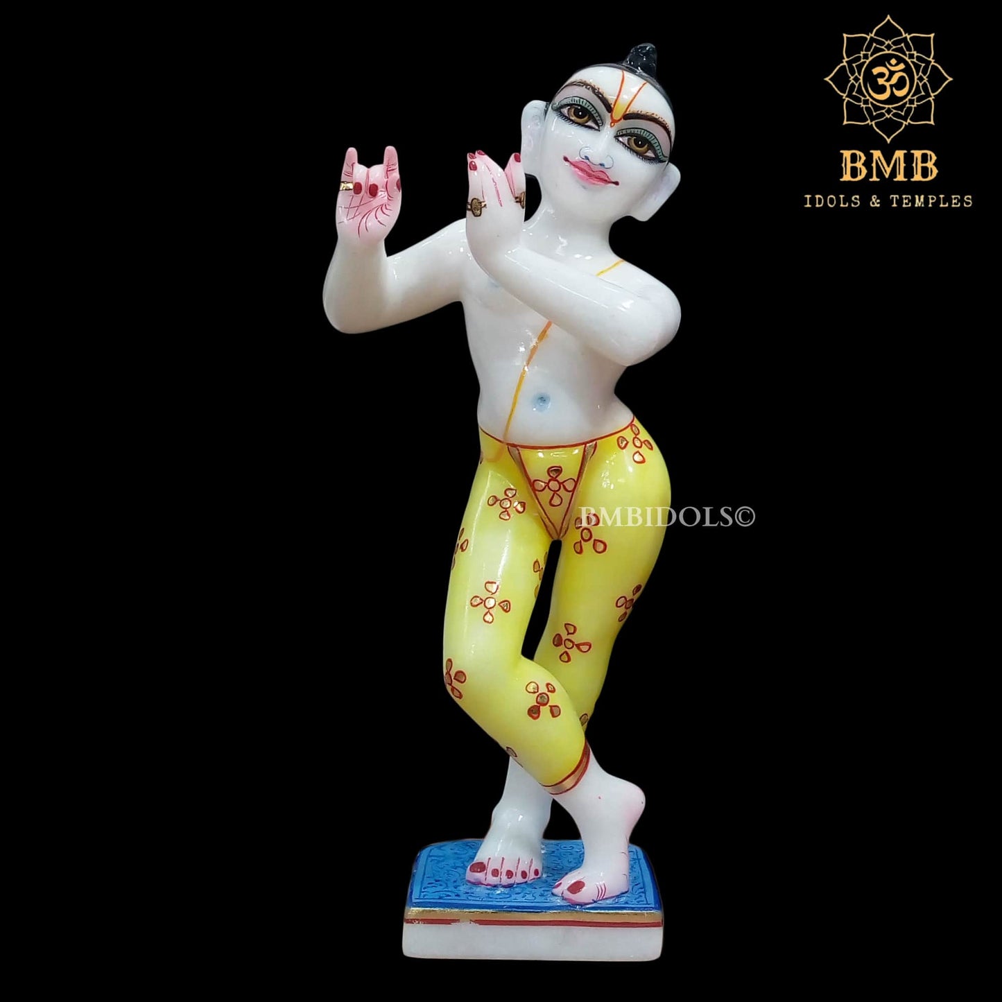 Marble Iskcon Radha Krishna Statue with painting in Ashirwad Posture