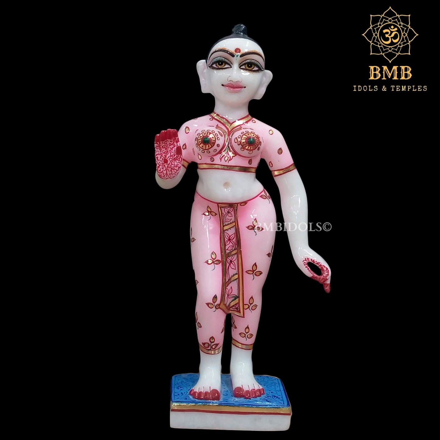 Marble Iskcon Radha Krishna Statue with painting in Ashirwad Posture