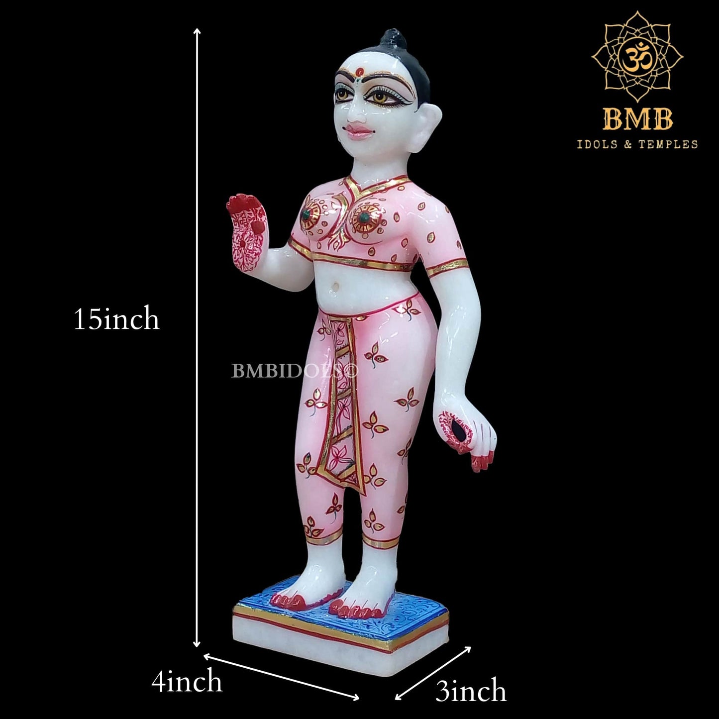 Marble Iskcon Radha Krishna Statue with painting in Ashirwad Posture